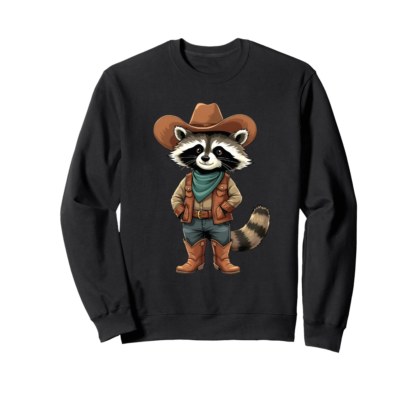 Raccoon Cowboy Cowgirl Western Sweatshirt - Unique Graphic for Adults - T-Shirt, Sweatshirt, Hoodie