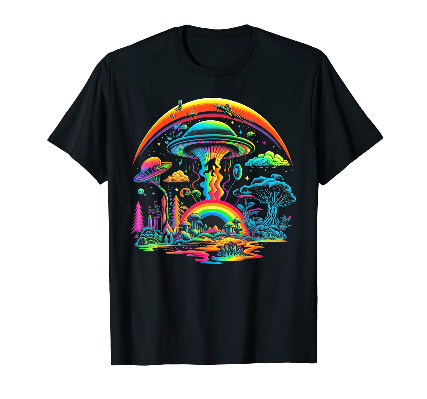 Ufo Funny Bigfoot Sasquatch 80S 70S T-Shirt - Streetwear Style Men Women - T-Shirt, Sweatshirt, Hoodie