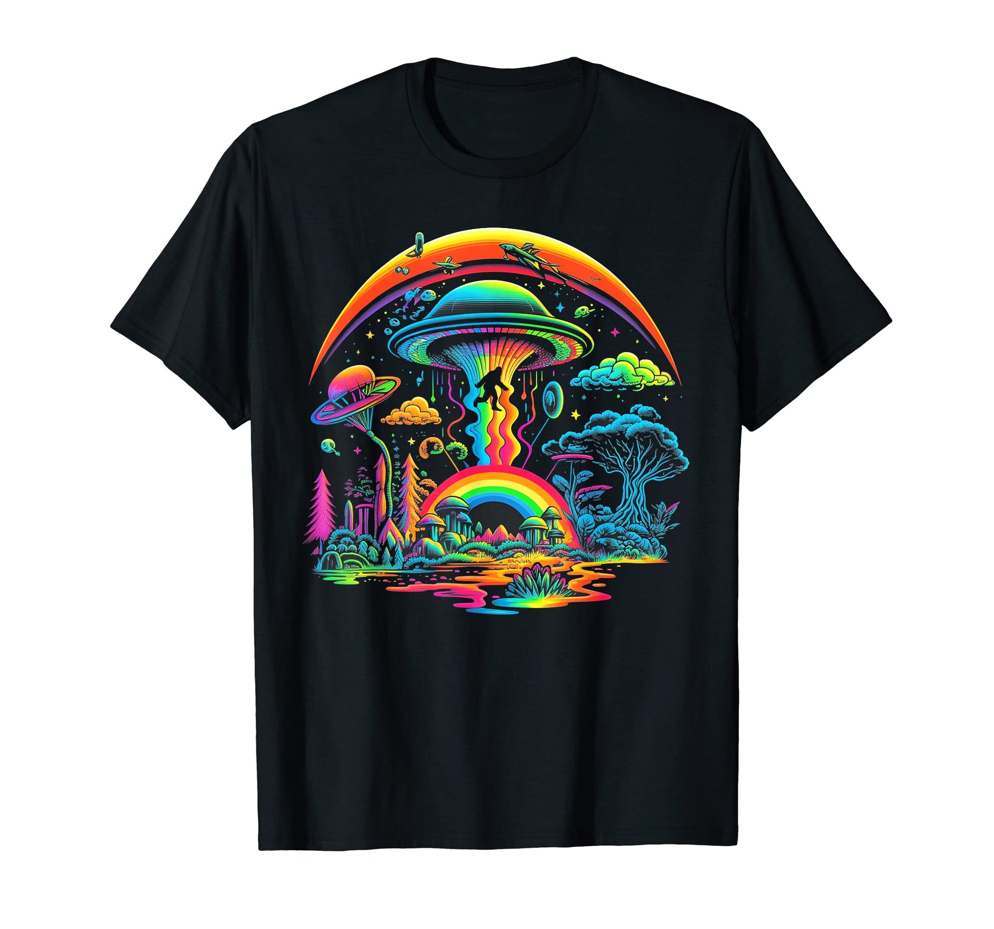 Ufo Funny Bigfoot Sasquatch 80S 70S T-Shirt - Streetwear Style Men Women - T-Shirt, Sweatshirt, Hoodie