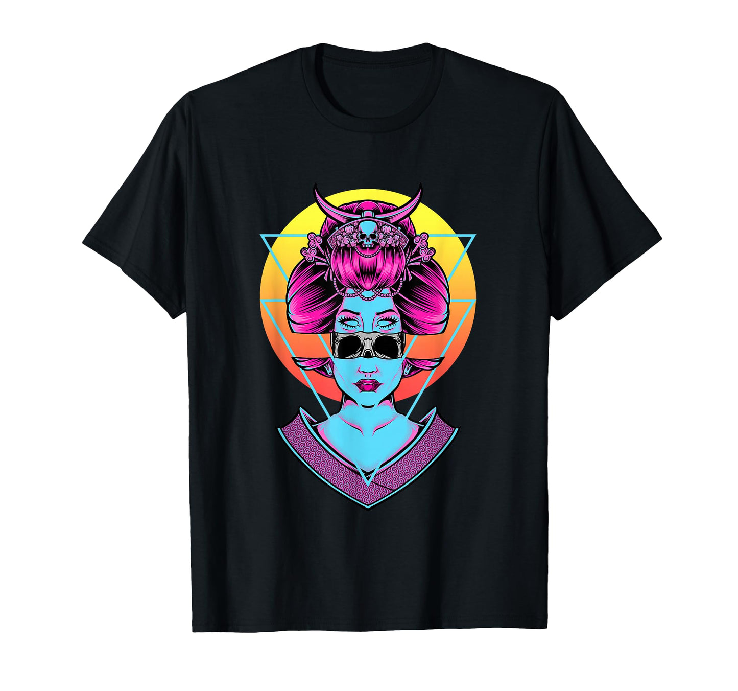 Geisha Goth Devil Demonic Vaporwave T-Shirt - Custom Art Print Men Women - T-Shirt, Sweatshirt, Hoodie