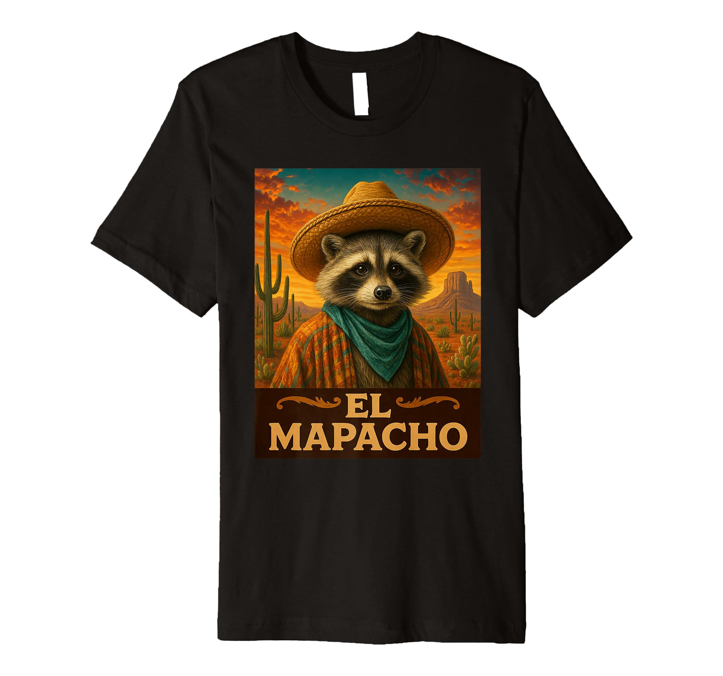 Raccoon El Mapacho Wild West Cowboy T-Shirt - Graphic Print for Adults - T-Shirt, Sweatshirt, Hoodie