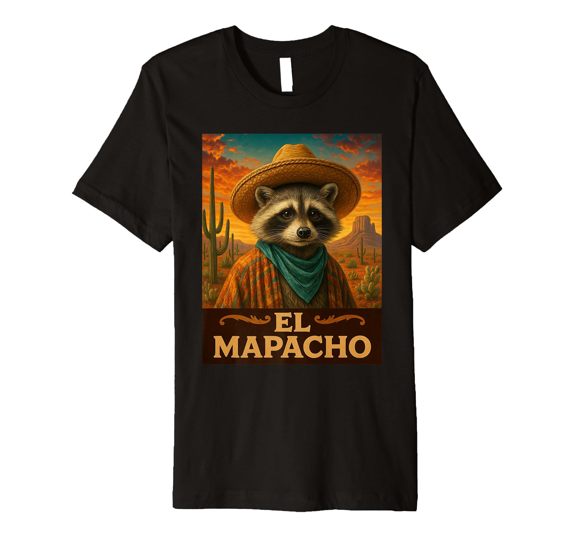 Raccoon El Mapacho Wild West Cowboy T-Shirt - Graphic Print for Adults - T-Shirt, Sweatshirt, Hoodie