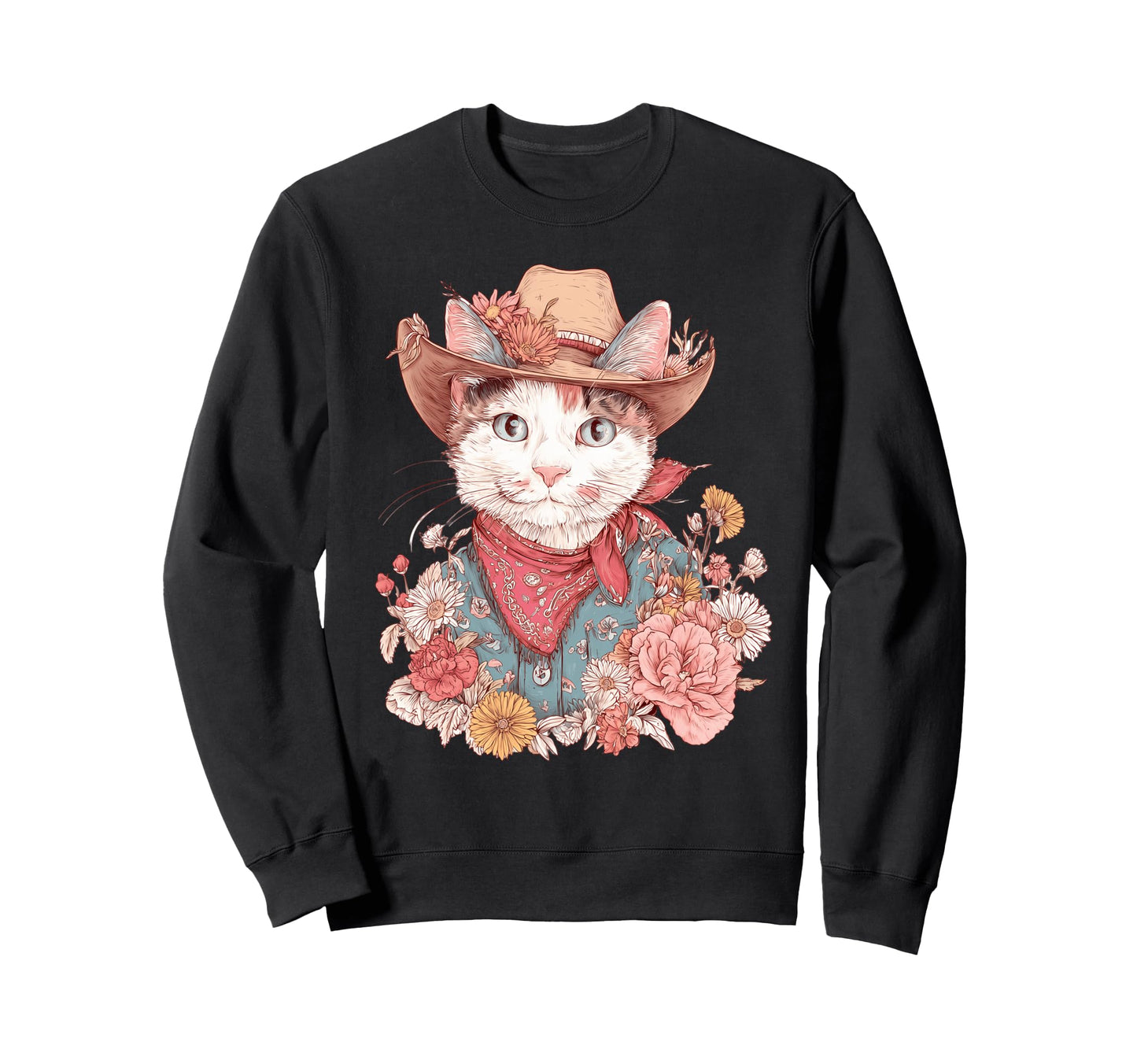 Cat Cowboy Western Country Cowgirl Sweatshirt - Novelty Apparel Men Women - T-Shirt, Sweatshirt, Hoodie