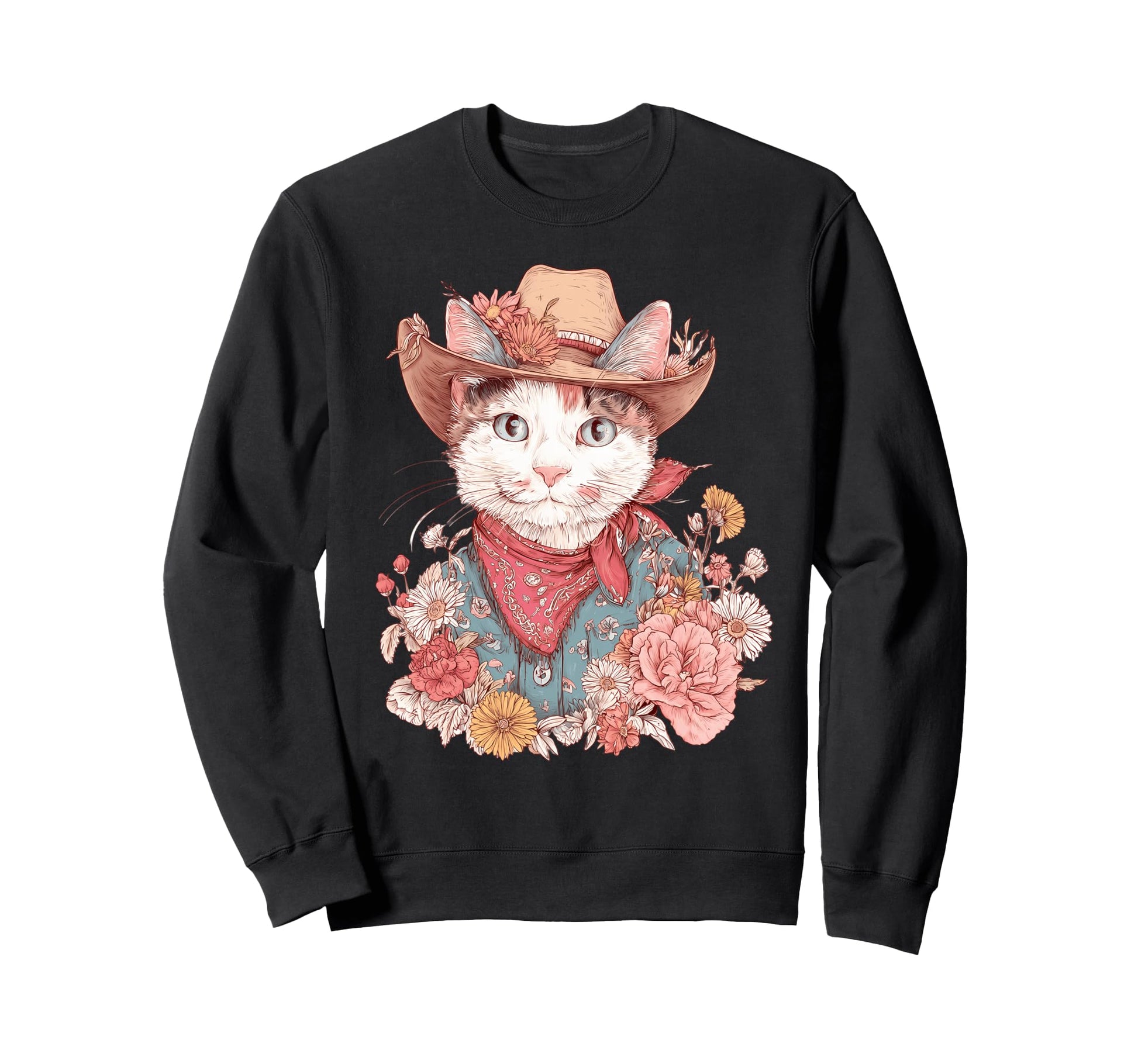 Cat Cowboy Western Country Cowgirl Sweatshirt - Novelty Apparel Men Women - T-Shirt, Sweatshirt, Hoodie