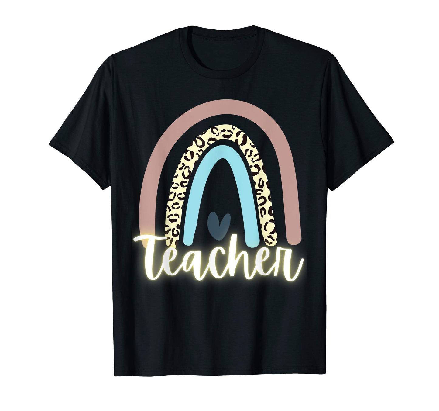 Teacher Rainbow Leopard Animal Heart T-Shirt - Streetwear Style Men Women - T-Shirt, Sweatshirt, Hoodie