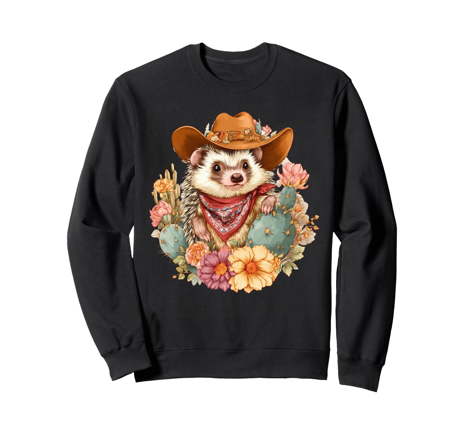 Hedgehog Cowboy Rodeo Cowgirl Sweatshirt - Aesthetic Graphic for Adults - T-Shirt, Sweatshirt, Hoodie