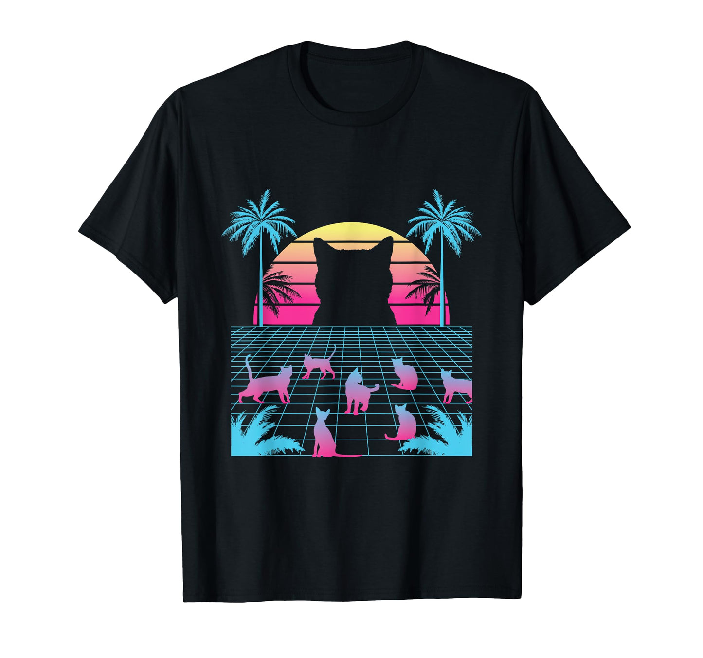 Cats Sunset Silhouettes Japanese T-Shirt - Streetwear Style Unisex - T-Shirt, Sweatshirt, Hoodie