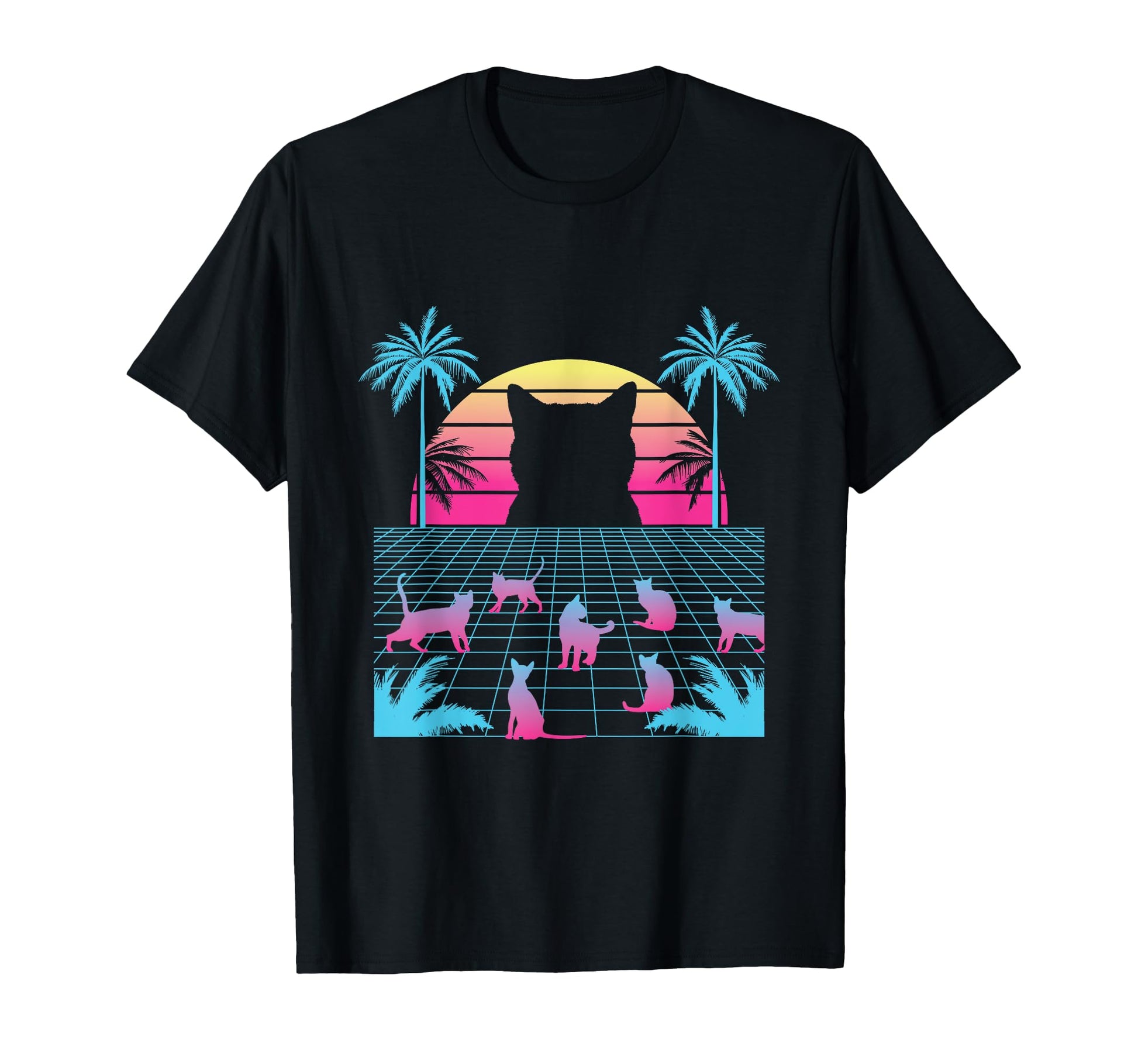 Cats Sunset Silhouettes Japanese T-Shirt - Streetwear Style Unisex - T-Shirt, Sweatshirt, Hoodie