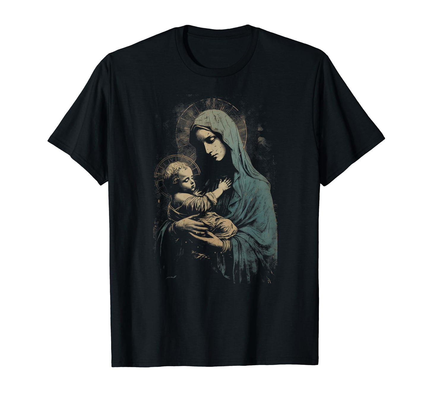 Mary Jesus Distressed 90S Goth Grunge T-Shirt - Minimalist Print Men Women - T-Shirt, Sweatshirt, Hoodie