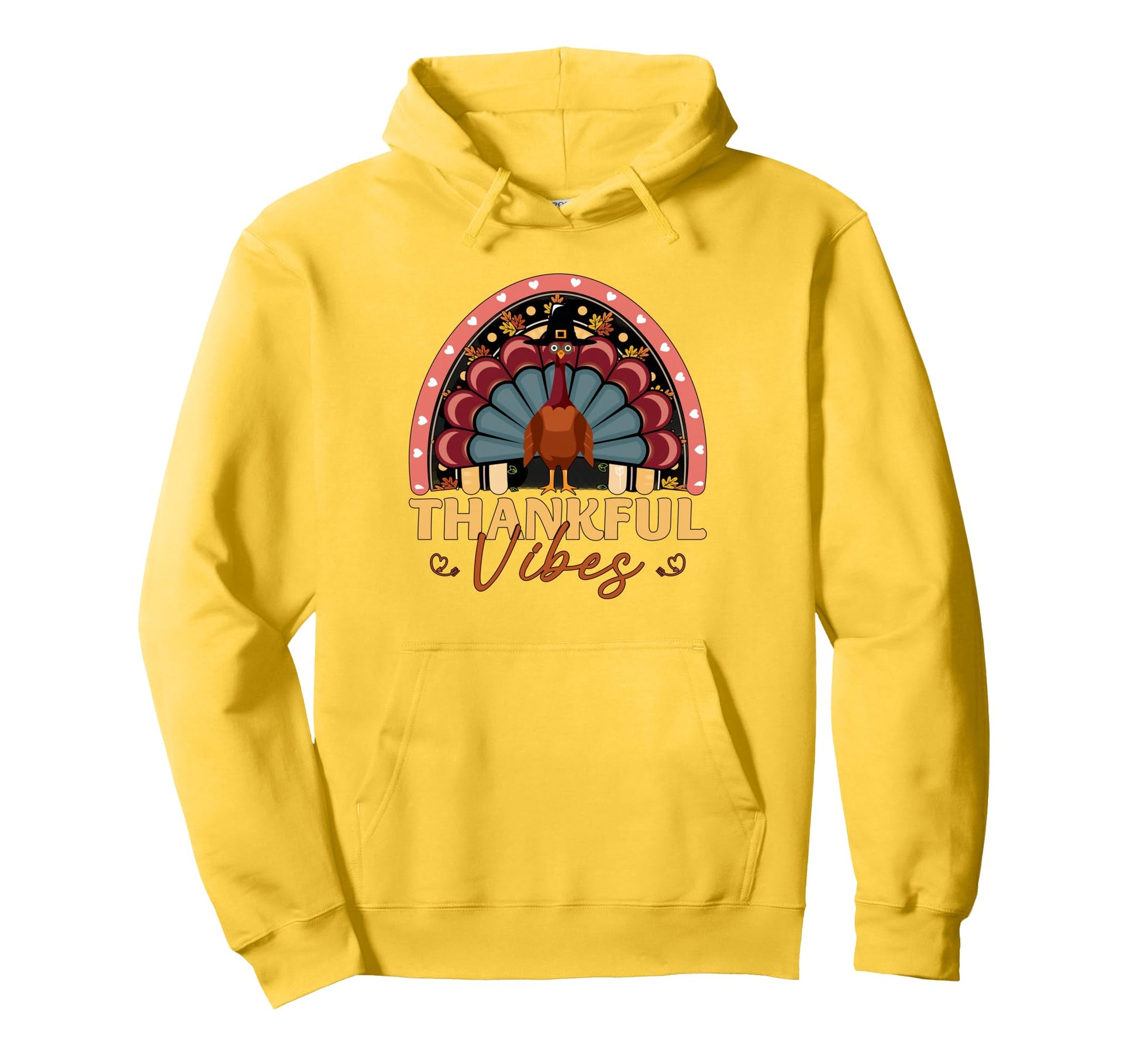 Thankful Vibes Funny Turkey Rainbow Hoodie - Minimalist Print Unisex - T-Shirt, Sweatshirt, Hoodie
