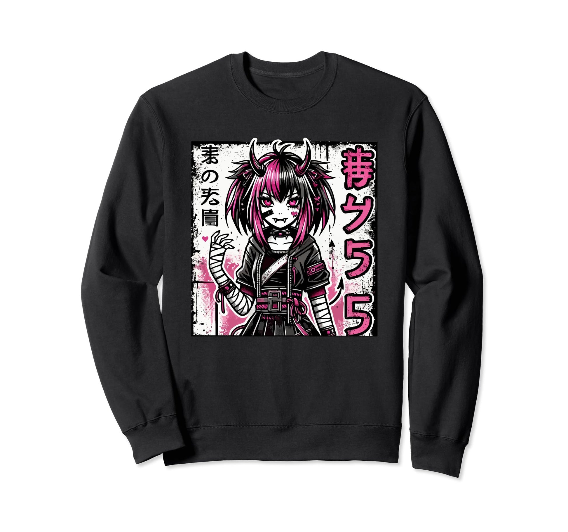 Goth Grunge Demon Anime Waifu Sweatshirt - Aesthetic Graphic for Adults - T-Shirt, Sweatshirt, Hoodie