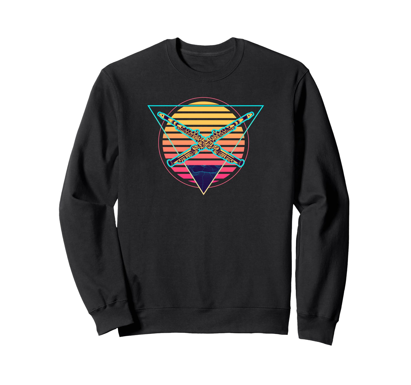 Futuristic Flutist Synthwave Vaporwave Sweatshirt - Graphic Print Unisex - T-Shirt, Sweatshirt, Hoodie