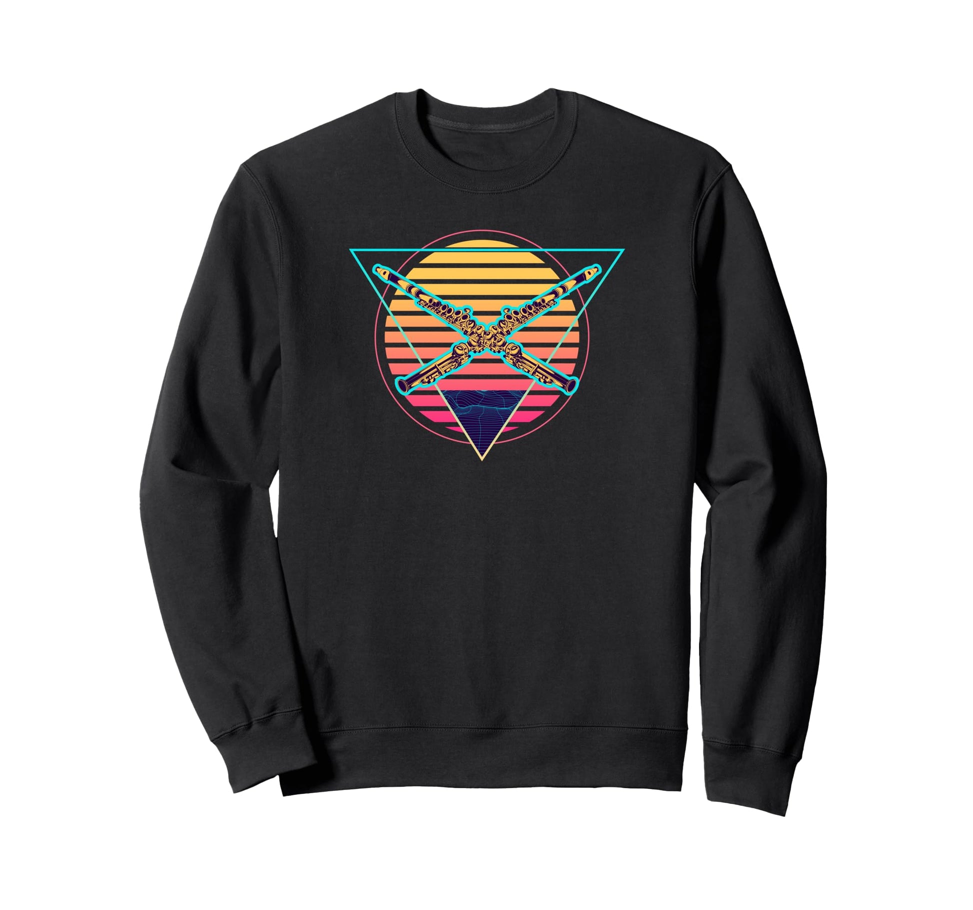 Futuristic Flutist Synthwave Vaporwave Sweatshirt - Graphic Print Unisex - T-Shirt, Sweatshirt, Hoodie