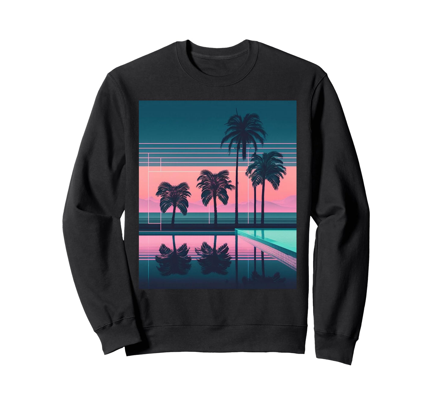 Vaporwave Aesthetic Trippy Tropical Sweatshirt - Unique Graphic Men Women - T-Shirt, Sweatshirt, Hoodie