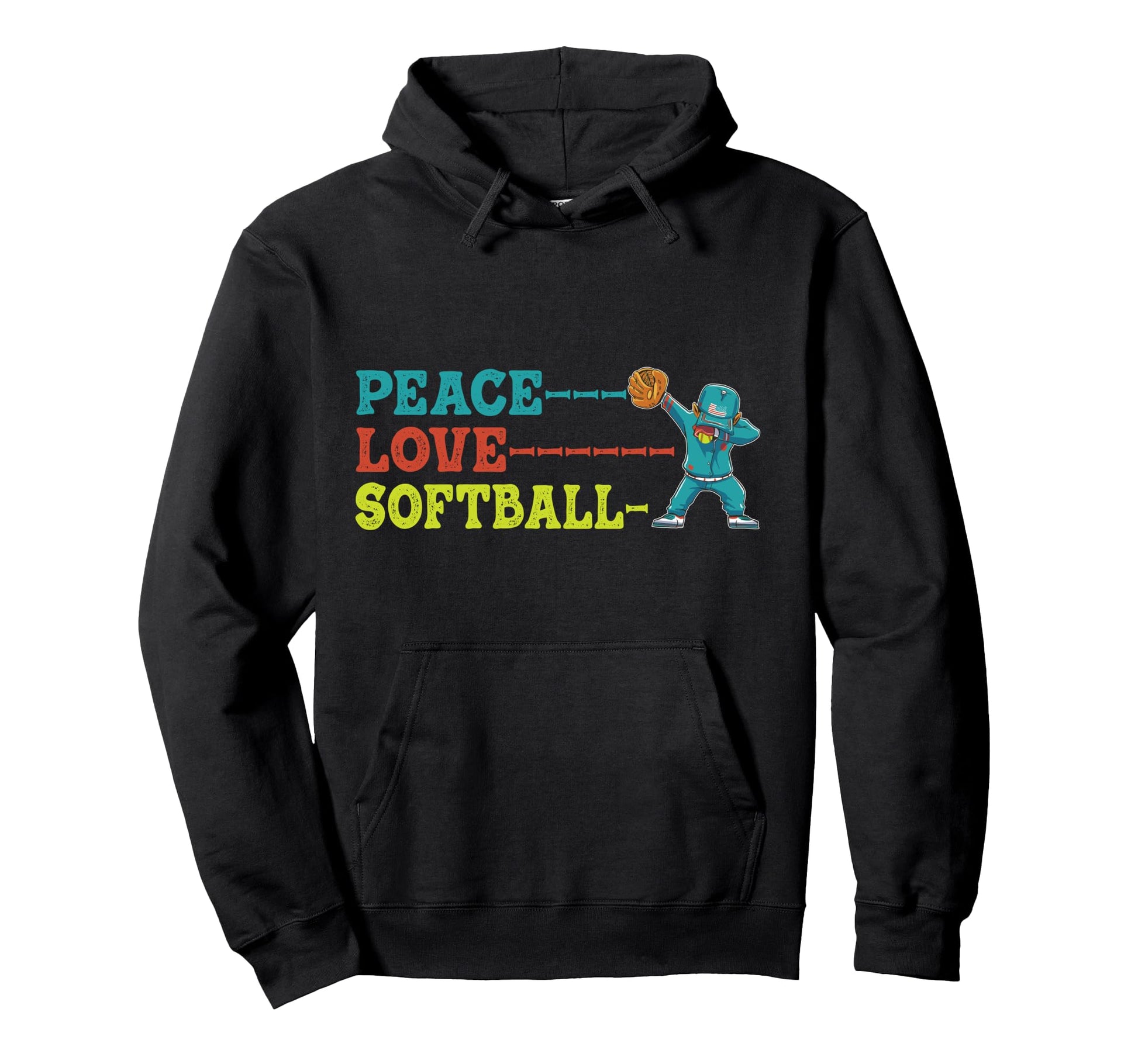 Peace Love Softball Hoodie - Graphic Print Men Women - T-Shirt, Sweatshirt, Hoodie