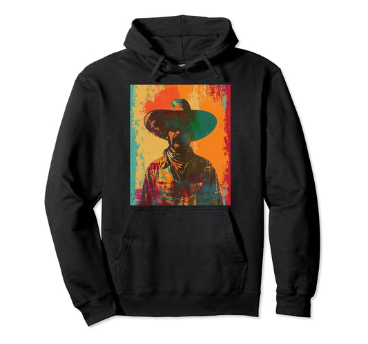 1950S Western Mexican Cowboy Sombrero Art Hoodie - Custom Art Print Unisex - T-Shirt, Sweatshirt, Hoodie