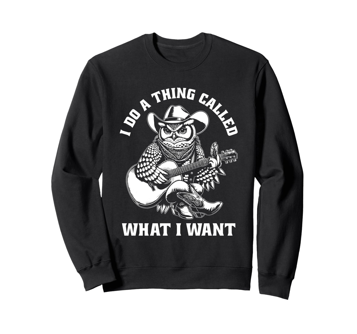 Cowboy Owl Guitar Funny Western Sweatshirt - Aesthetic Graphic Men Women - T-Shirt, Sweatshirt, Hoodie