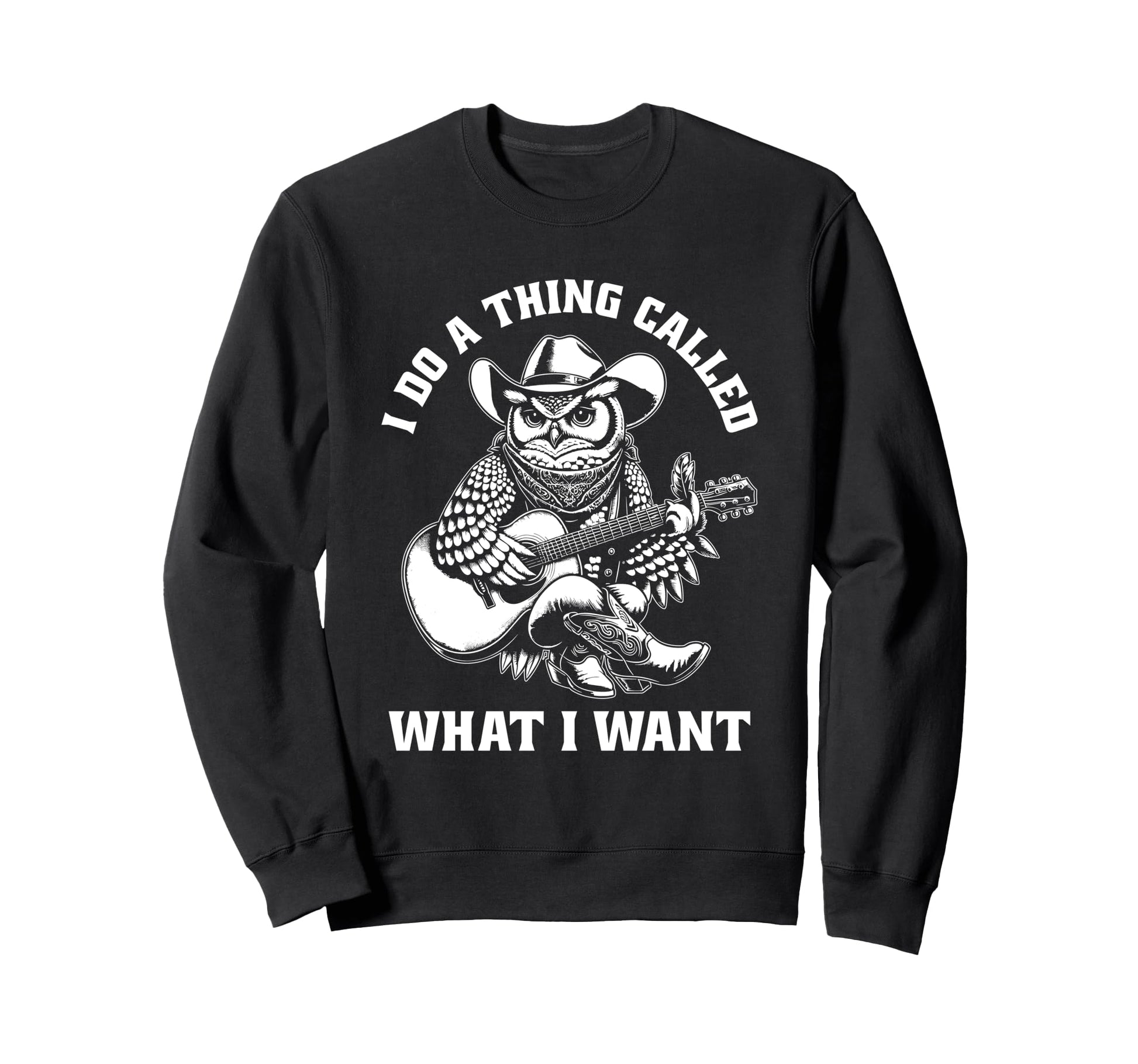 Cowboy Owl Guitar Funny Western Sweatshirt - Aesthetic Graphic Men Women - T-Shirt, Sweatshirt, Hoodie