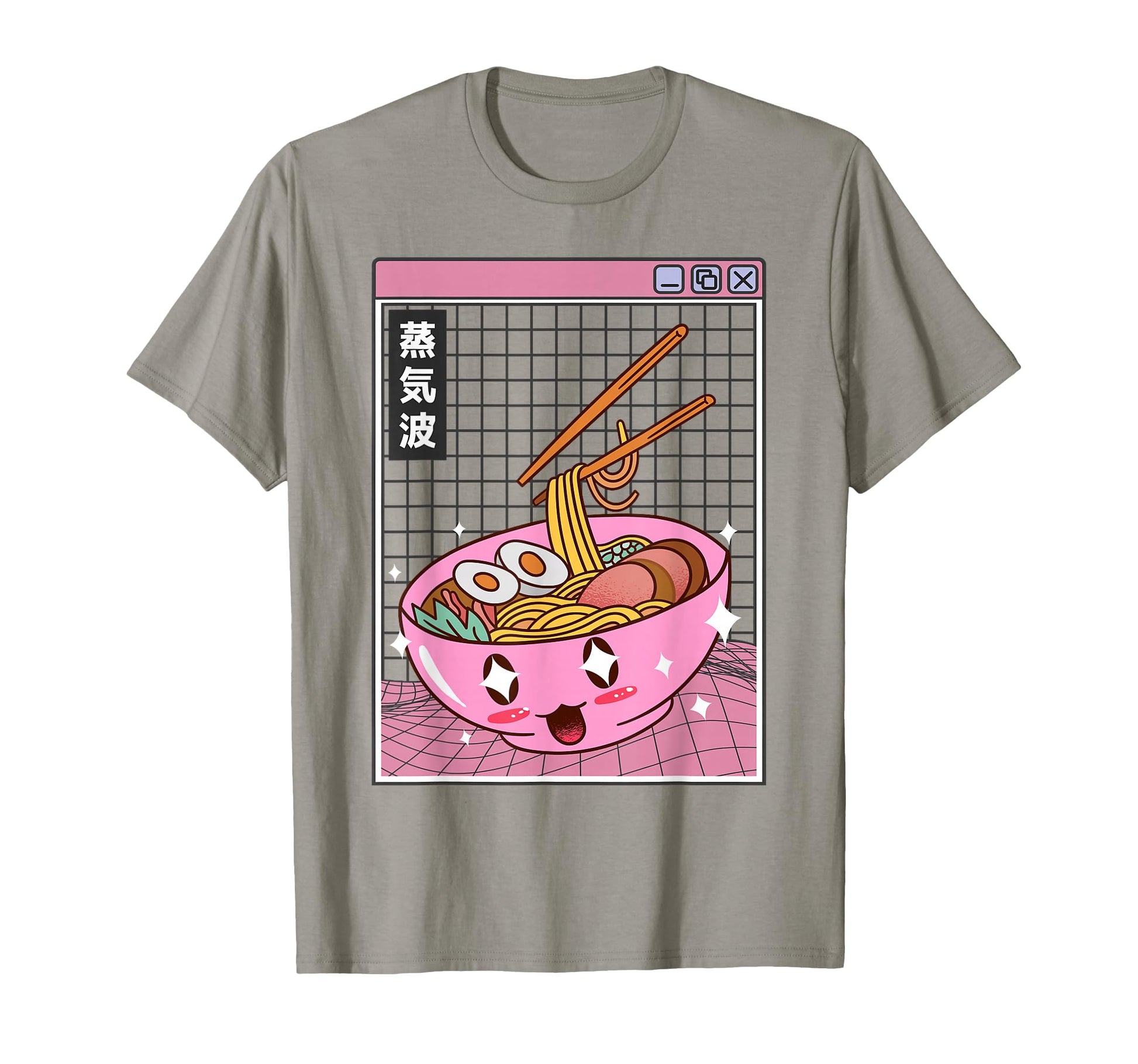 Ramen Noodles Bowl Kawaii Grid T-Shirt - Minimalist Print Men Women - T-Shirt, Sweatshirt, Hoodie