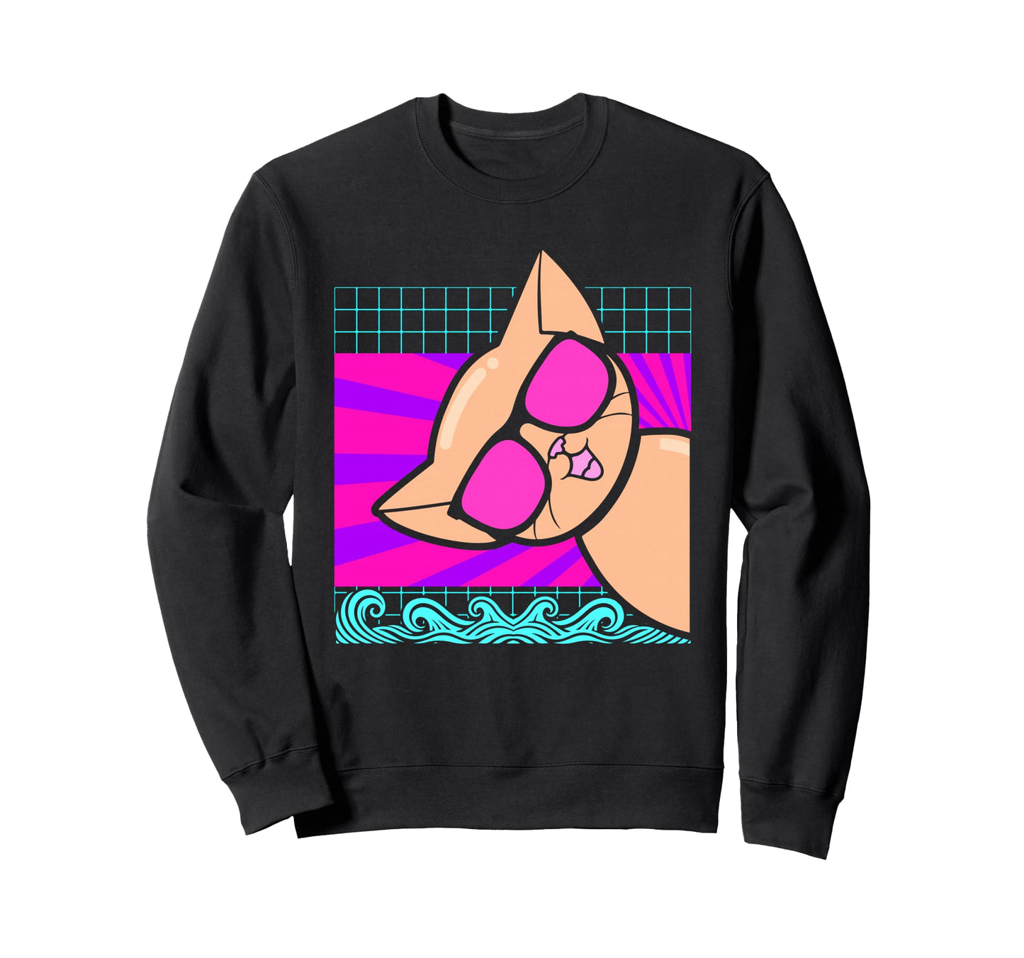 Aesthetic Vaporwave Outfits Cat Sweatshirt - Fun Novelty Design Men Women - T-Shirt, Sweatshirt, Hoodie