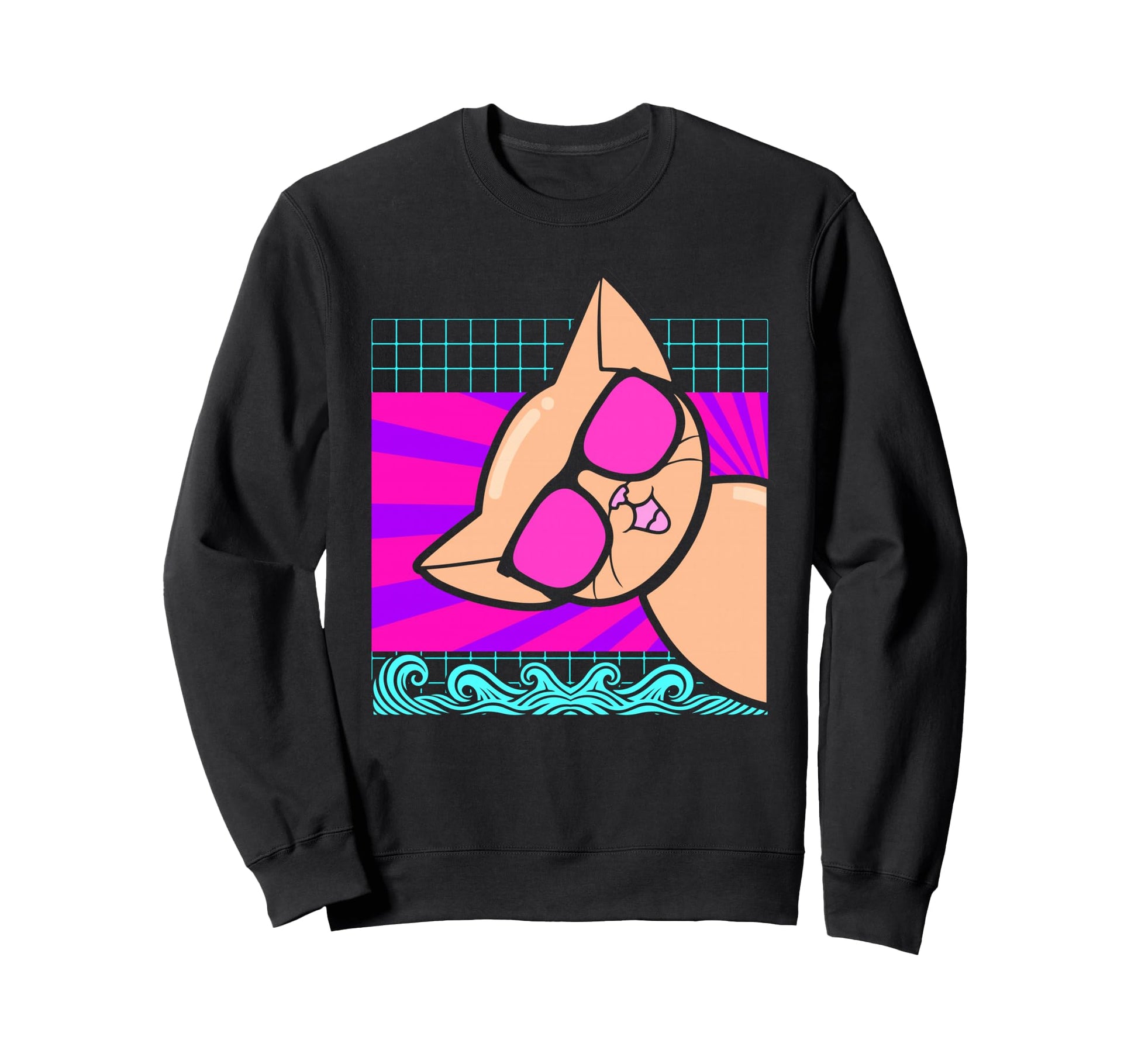 Aesthetic Vaporwave Outfits Cat Sweatshirt - Fun Novelty Design Men Women - T-Shirt, Sweatshirt, Hoodie