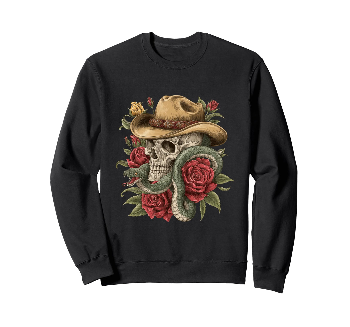 Aesthetic Western Skull Snake Sweatshirt - Streetwear Style Men Women - T-Shirt, Sweatshirt, Hoodie