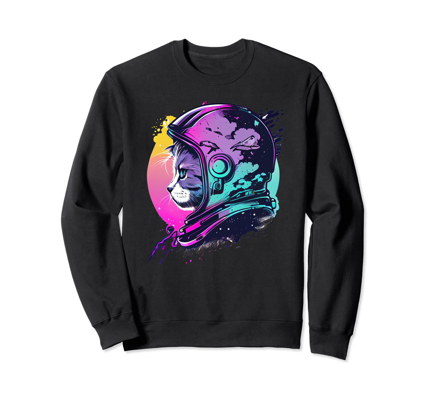Aesthetic Vaporwave Space Cat 80S 90S Sweatshirt - Graphic Print Men Women - T-Shirt, Sweatshirt, Hoodie