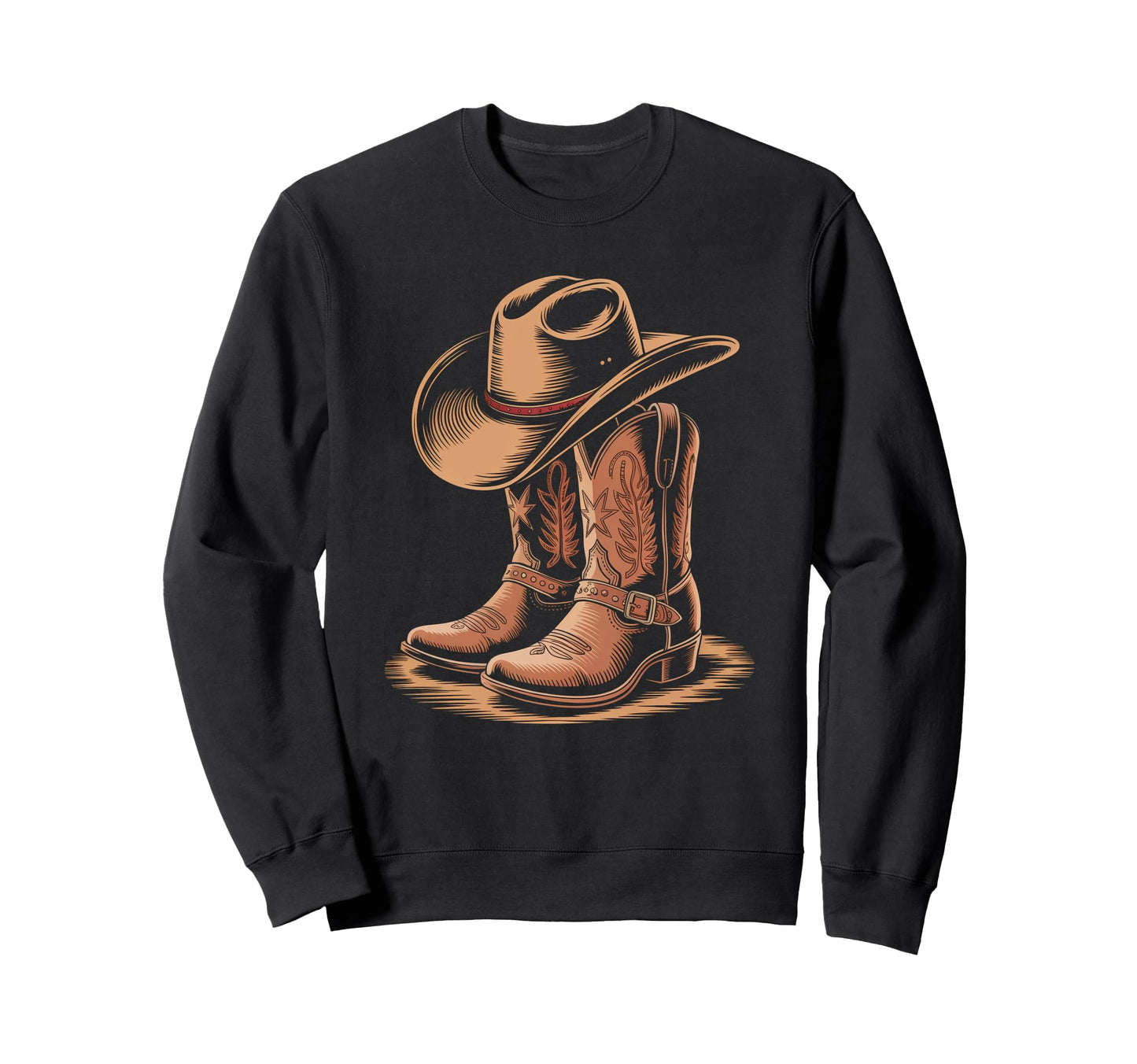 Cowboy Boots Western Country Sweatshirt - Unique Graphic for Adults - T-Shirt, Sweatshirt, Hoodie