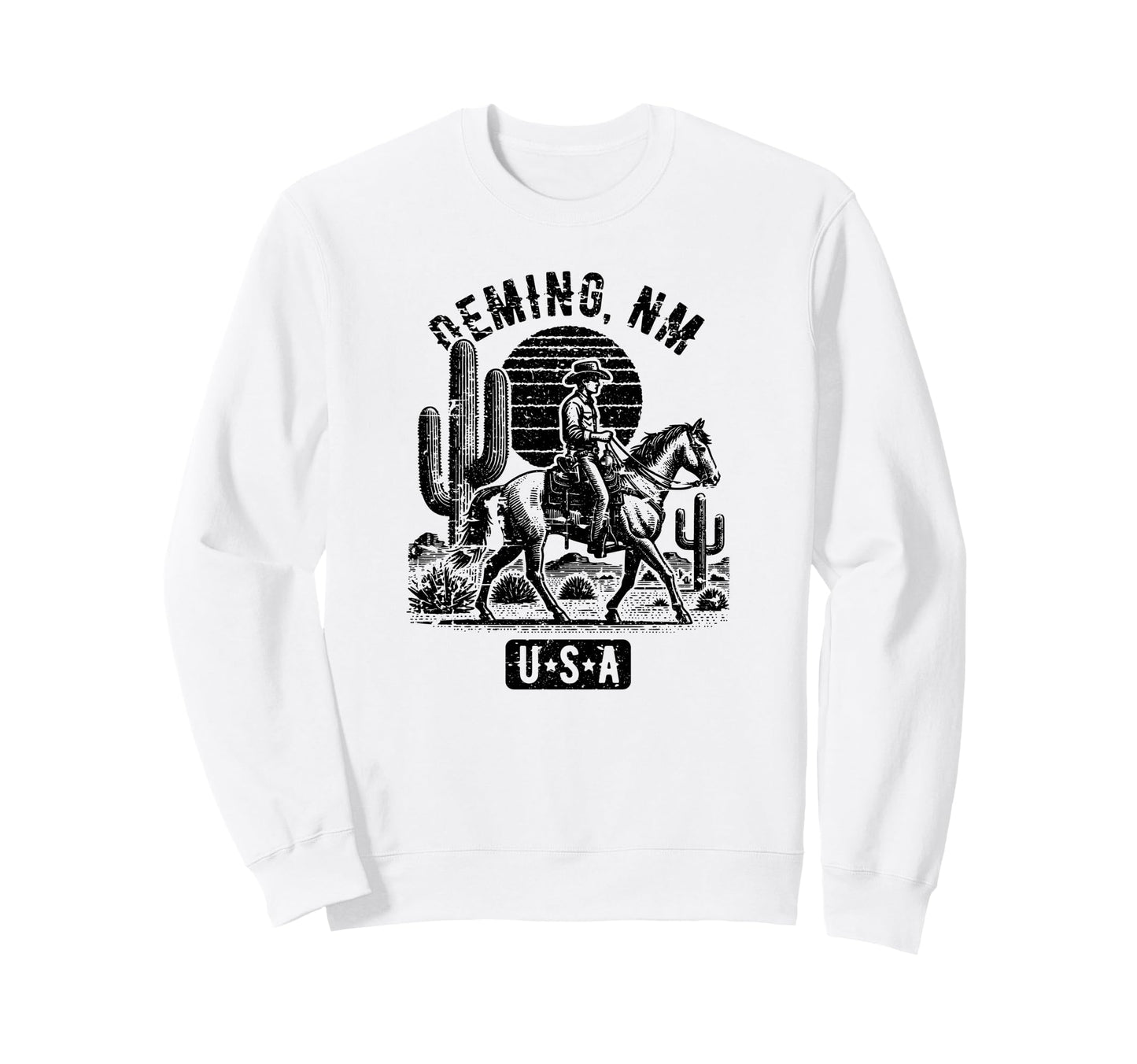 Deming New Mexico Usa Cowboy Horse Sweatshirt - Unique Graphic Unisex - T-Shirt, Sweatshirt, Hoodie