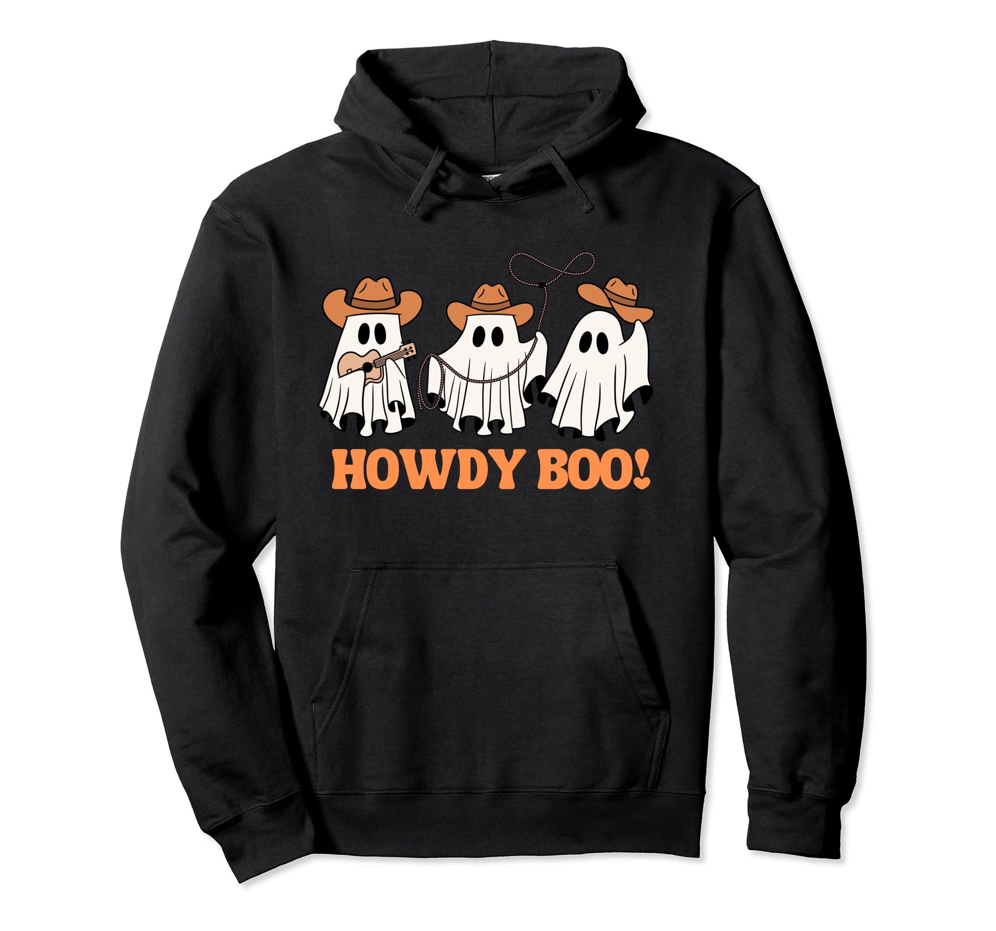 Western Halloween Cowboy Ghost Howdy Boo Hoodie - Unique Graphic Unisex - T-Shirt, Sweatshirt, Hoodie
