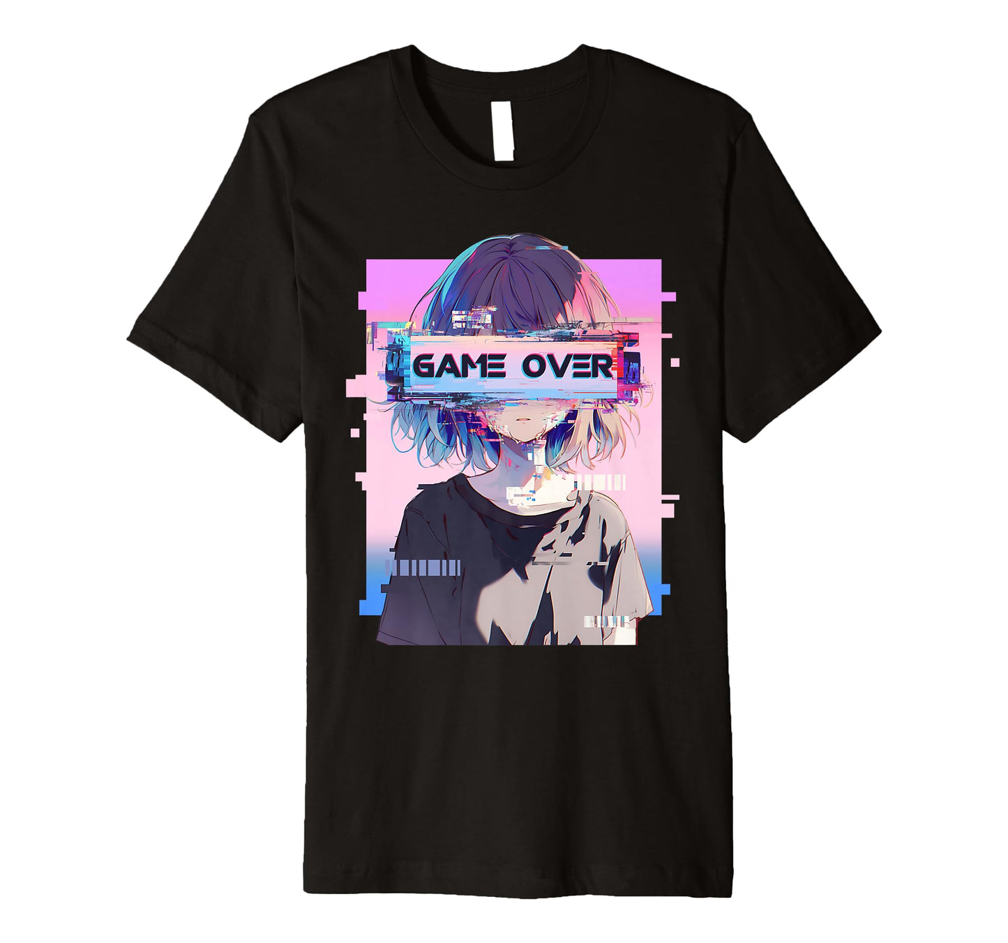 Game Over Sad Glitch Eyes Vaporwave T-Shirt - Unique Graphic for Adults - T-Shirt, Sweatshirt, Hoodie