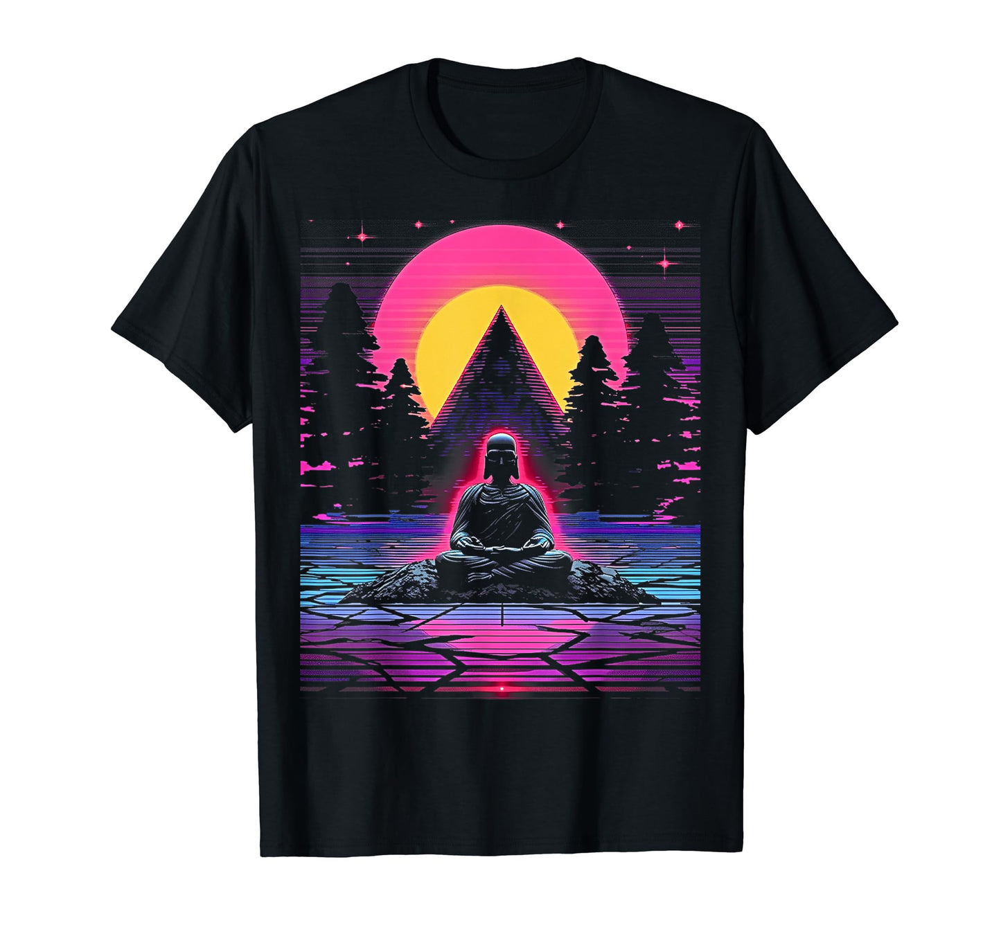 Synthwave Buddha Cyberpunk 80S Sci Fi T-Shirt - Custom Art Print Men Women - T-Shirt, Sweatshirt, Hoodie