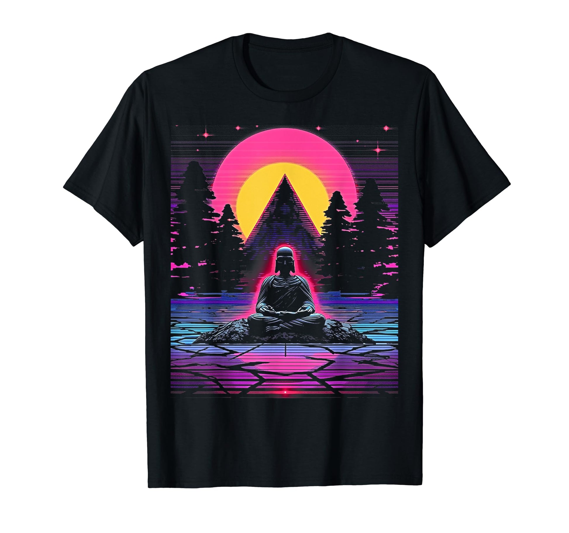 Synthwave Buddha Cyberpunk 80S Sci Fi T-Shirt - Custom Art Print Men Women - T-Shirt, Sweatshirt, Hoodie