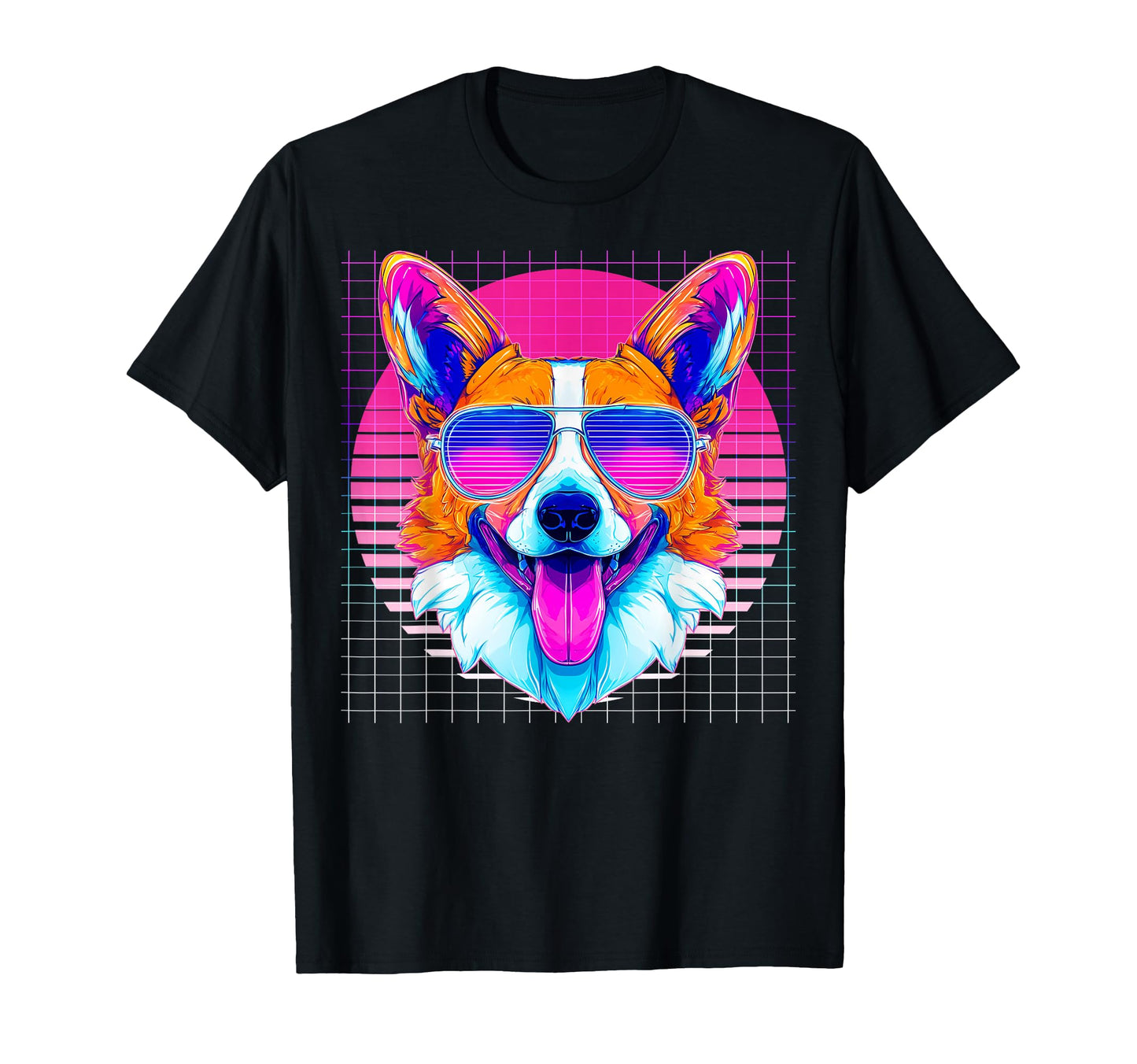 Corgi Sunglasses Dog Vaporwave T-Shirt - Novelty Apparel Men Women - T-Shirt, Sweatshirt, Hoodie