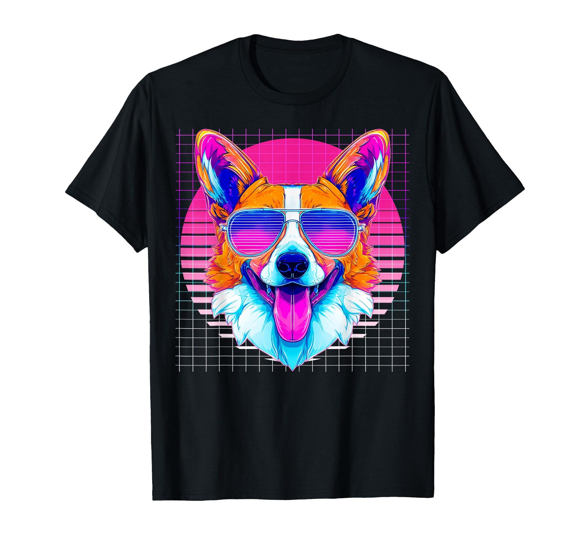 Corgi Sunglasses Dog Vaporwave T-Shirt - Novelty Apparel Men Women - T-Shirt, Sweatshirt, Hoodie
