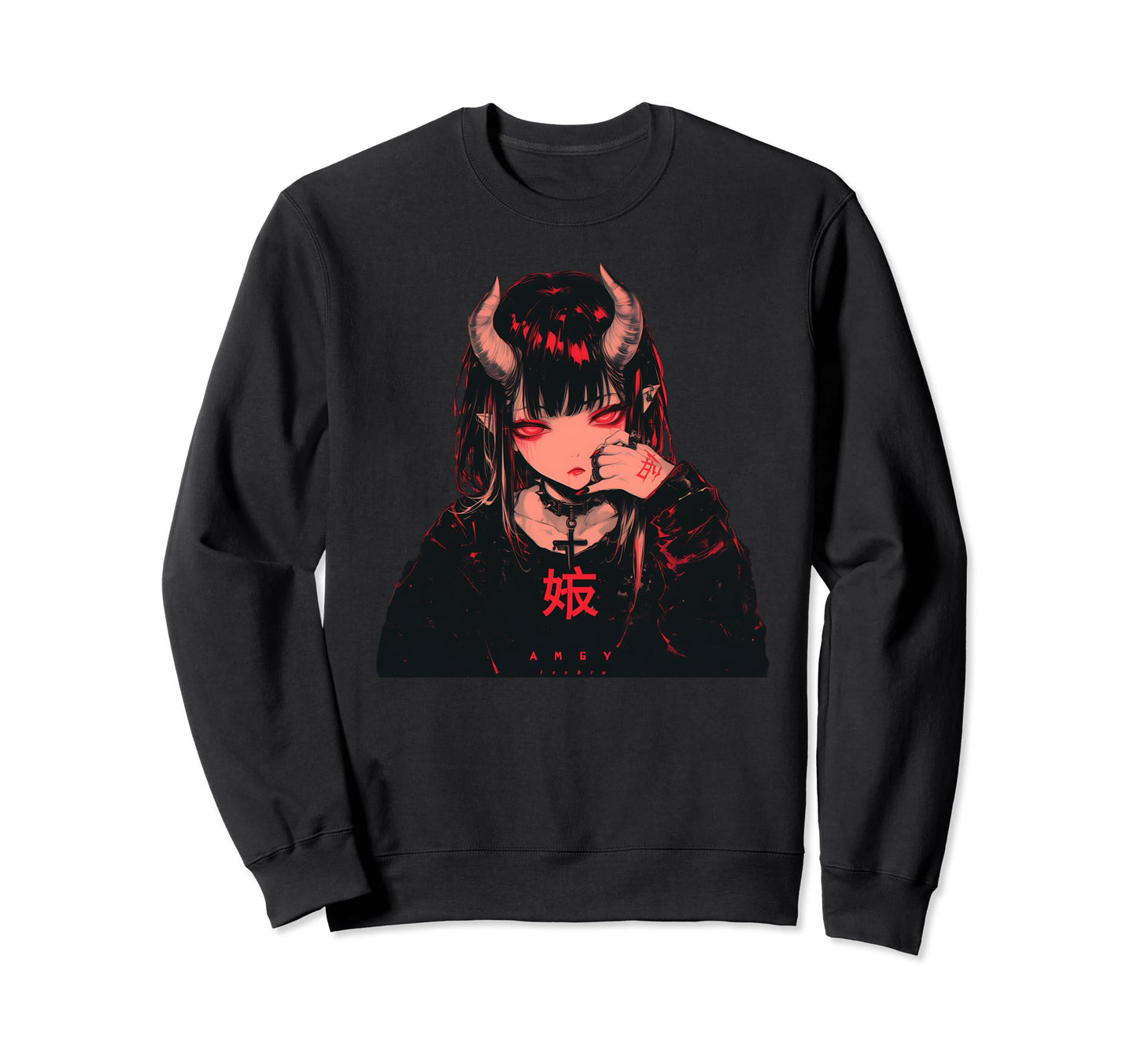 Goth Grunge Demon Anime Waifu Sweatshirt - Aesthetic Graphic Men Women - T-Shirt, Sweatshirt, Hoodie