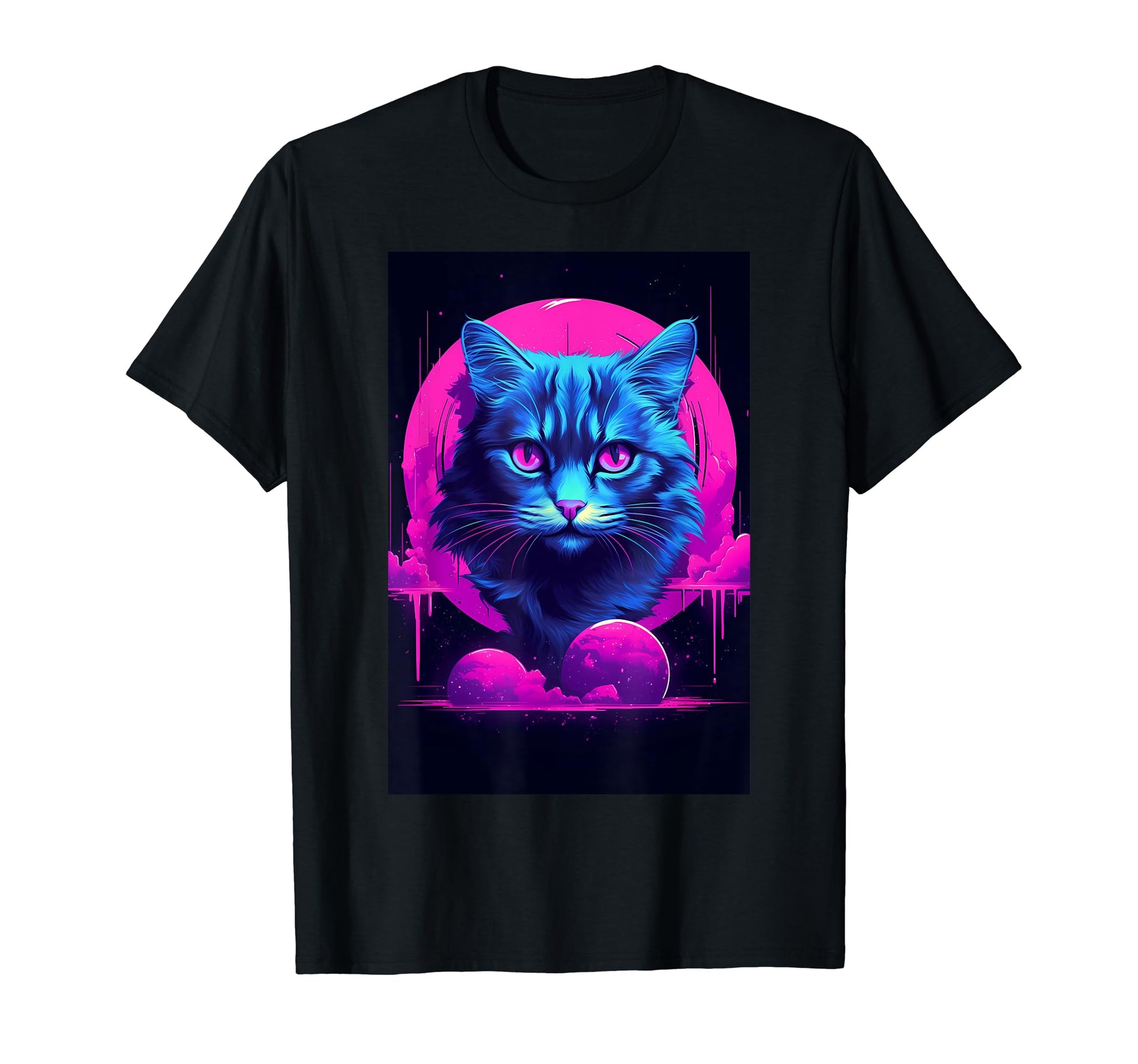 Vaporwave Cat Synthwave Aesthetic T-Shirt - Casual Everyday Wear Men Women - T-Shirt, Sweatshirt, Hoodie