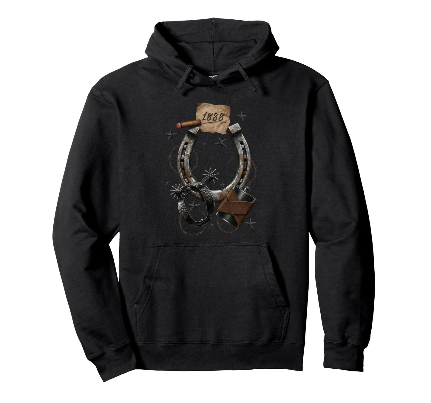 Western Revolver Stars Barbed Wire Hoodie - Minimalist Print Men Women - T-Shirt, Sweatshirt, Hoodie