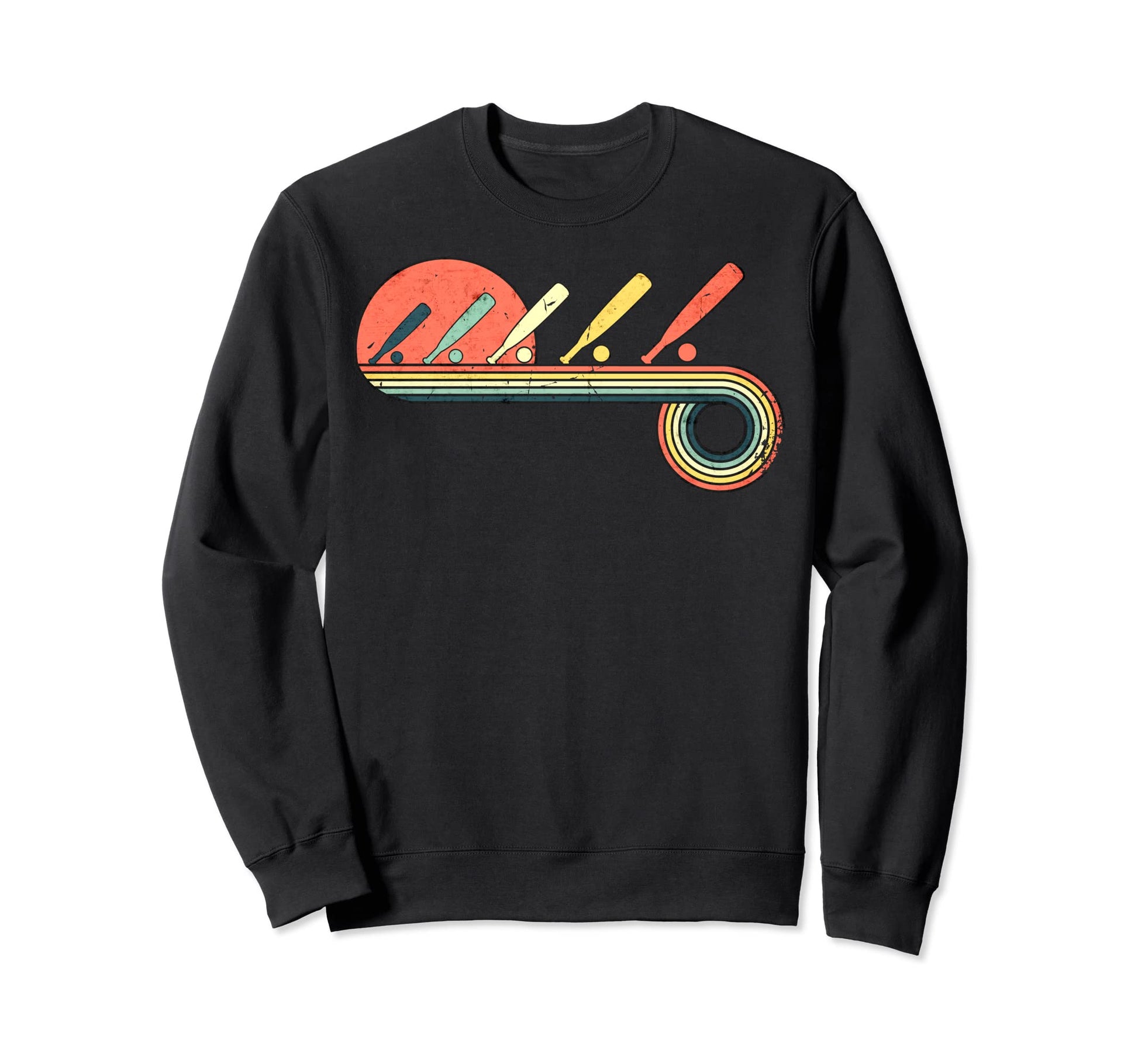 Baseball Bat And Ball Sunset Rainbow Sweatshirt - Unique Graphic Men Women - T-Shirt, Sweatshirt, Hoodie