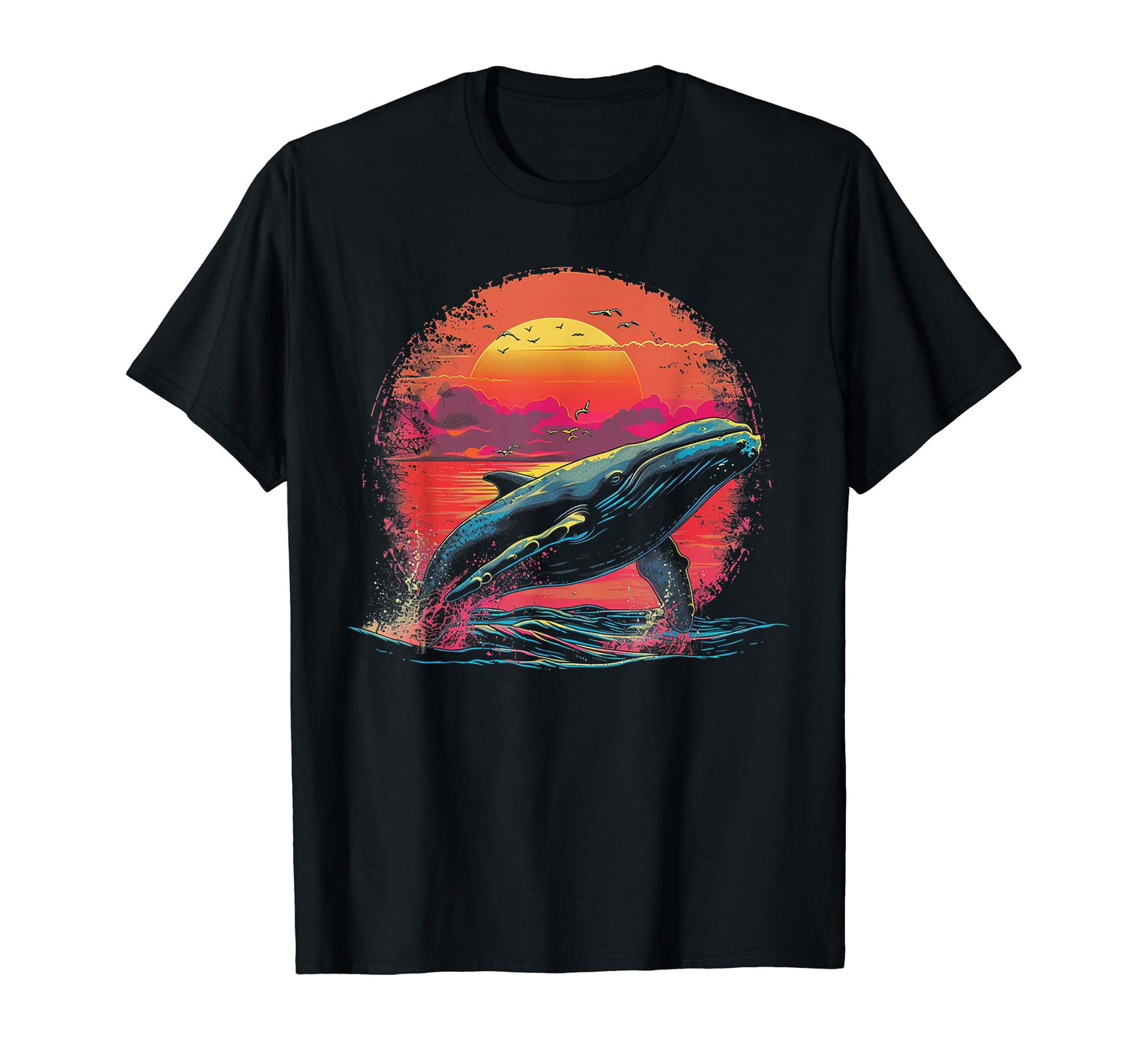 Whale Vaporwave Aesthetic Synthwave 80S T-Shirt - Aesthetic Graphic Unisex - T-Shirt, Sweatshirt, Hoodie