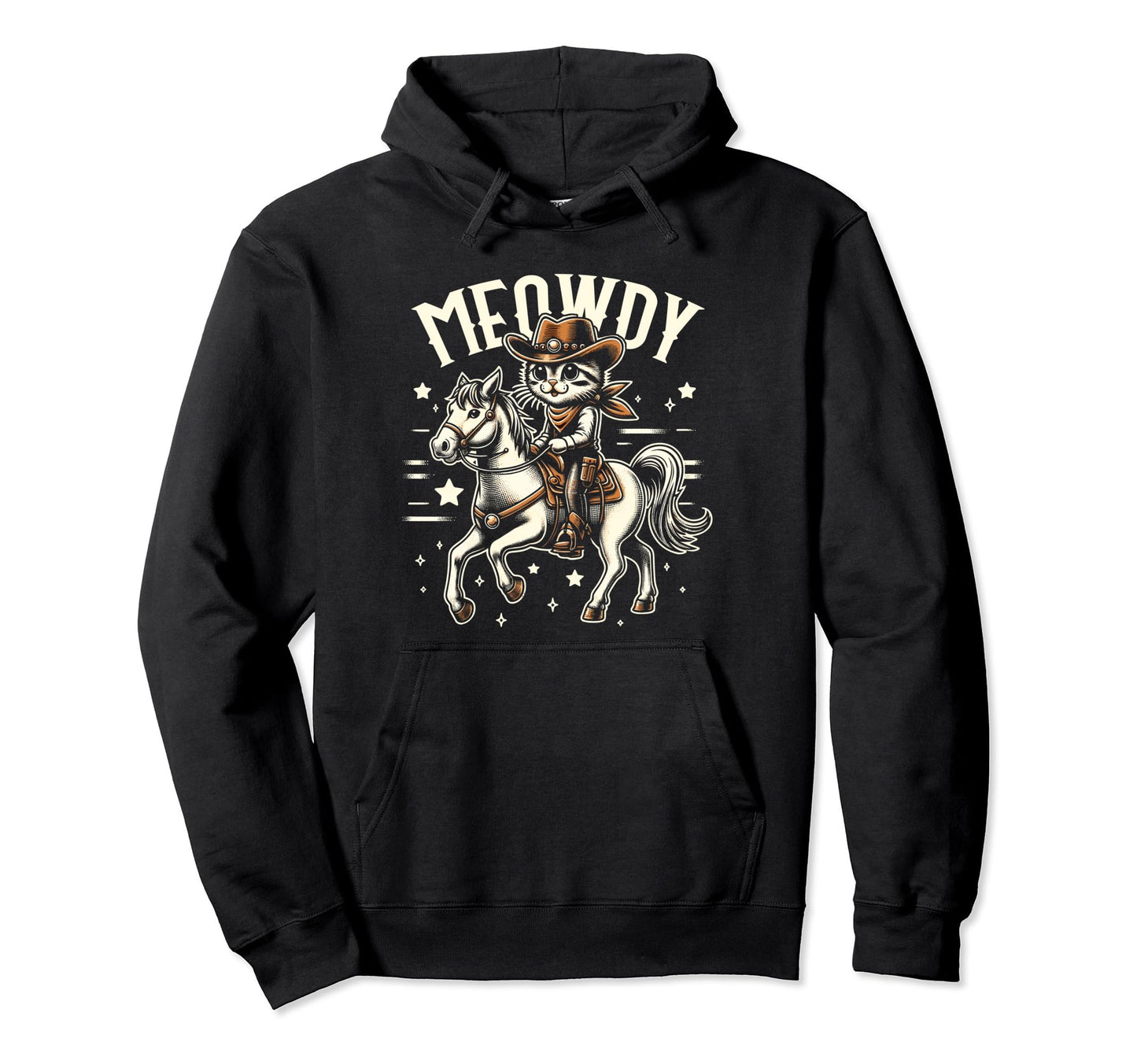Meowdy Cat Cowboy Country Hoodie - Casual Everyday Wear Unisex - T-Shirt, Sweatshirt, Hoodie