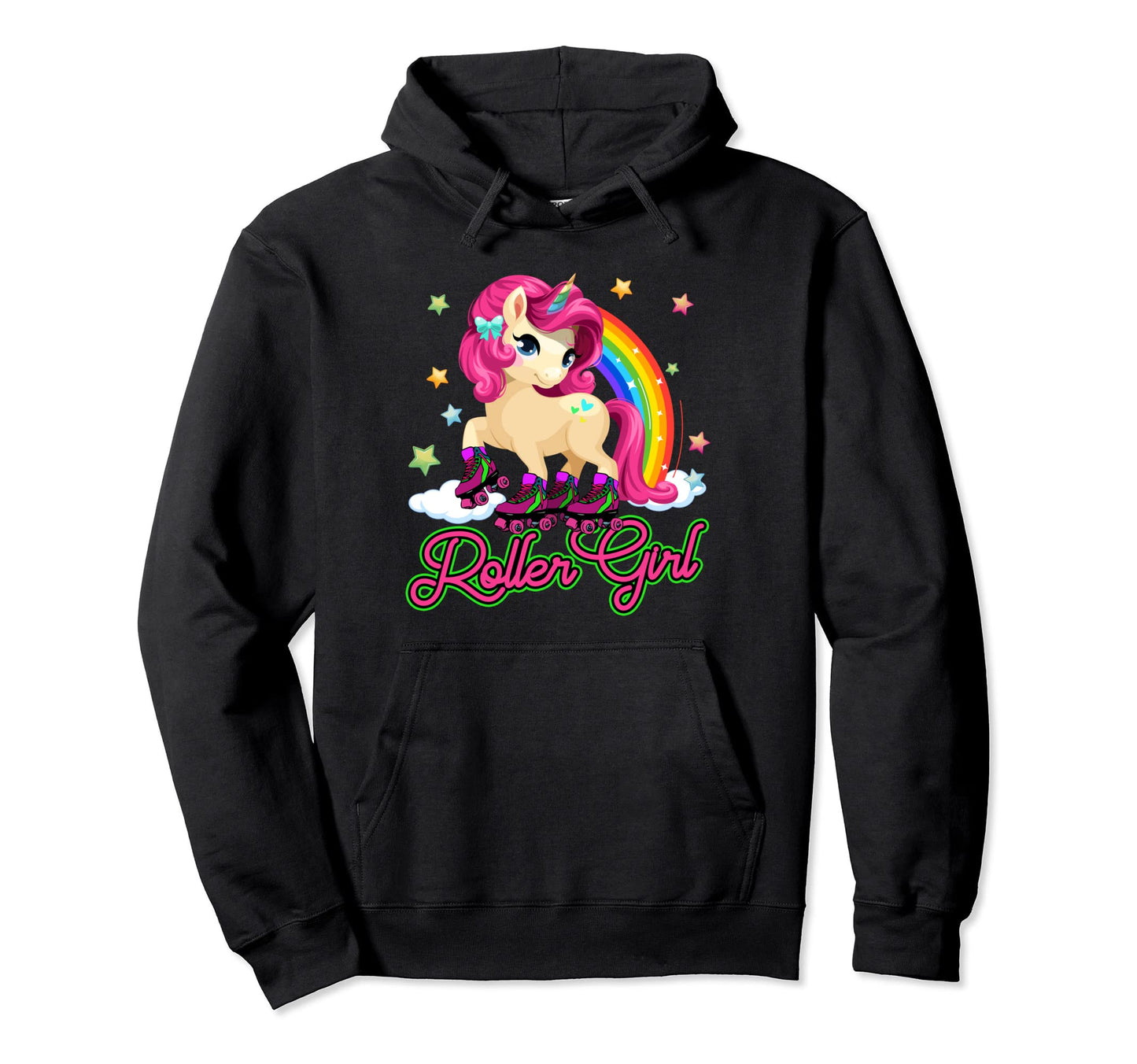 Unicorn Skating 70S 80S Roller Rainbow Hoodie - Trendy Graphic Men Women - T-Shirt, Sweatshirt, Hoodie