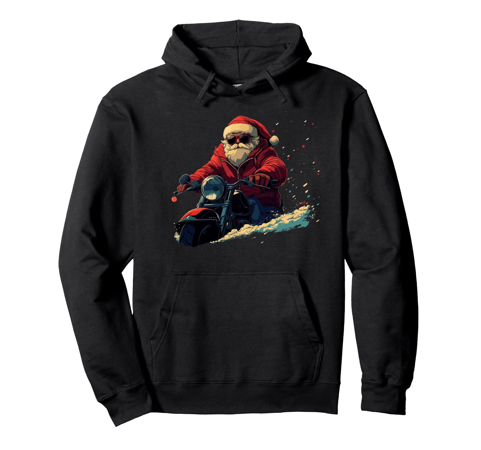 Santa Riding Motorcycle Bike Hoodie - Streetwear Style Men Women - T-Shirt, Sweatshirt, Hoodie