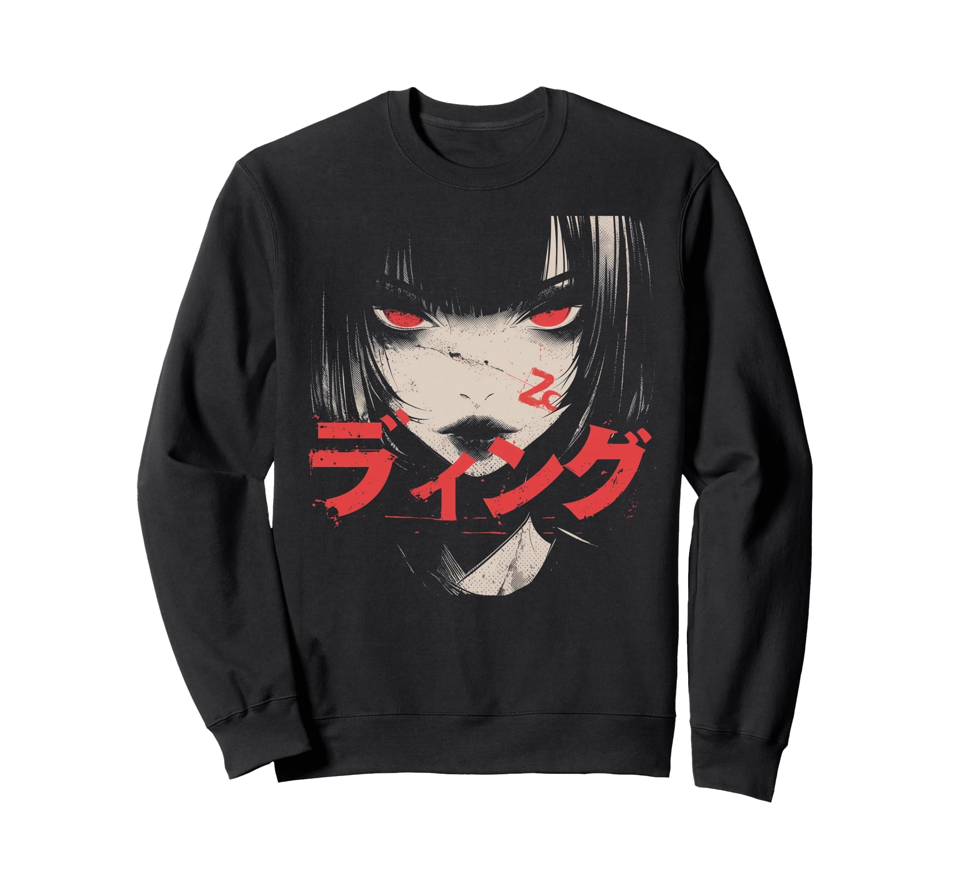 Goth Grunge Demon Anime Waifu Horror Sweatshirt - Graphic Print for Adults - T-Shirt, Sweatshirt, Hoodie