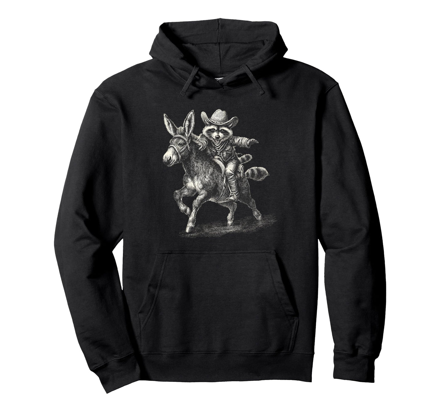 Raccoon Cowboy Rodeo Cowgirl Western Hoodie - Novelty Apparel for Adults - T-Shirt, Sweatshirt, Hoodie