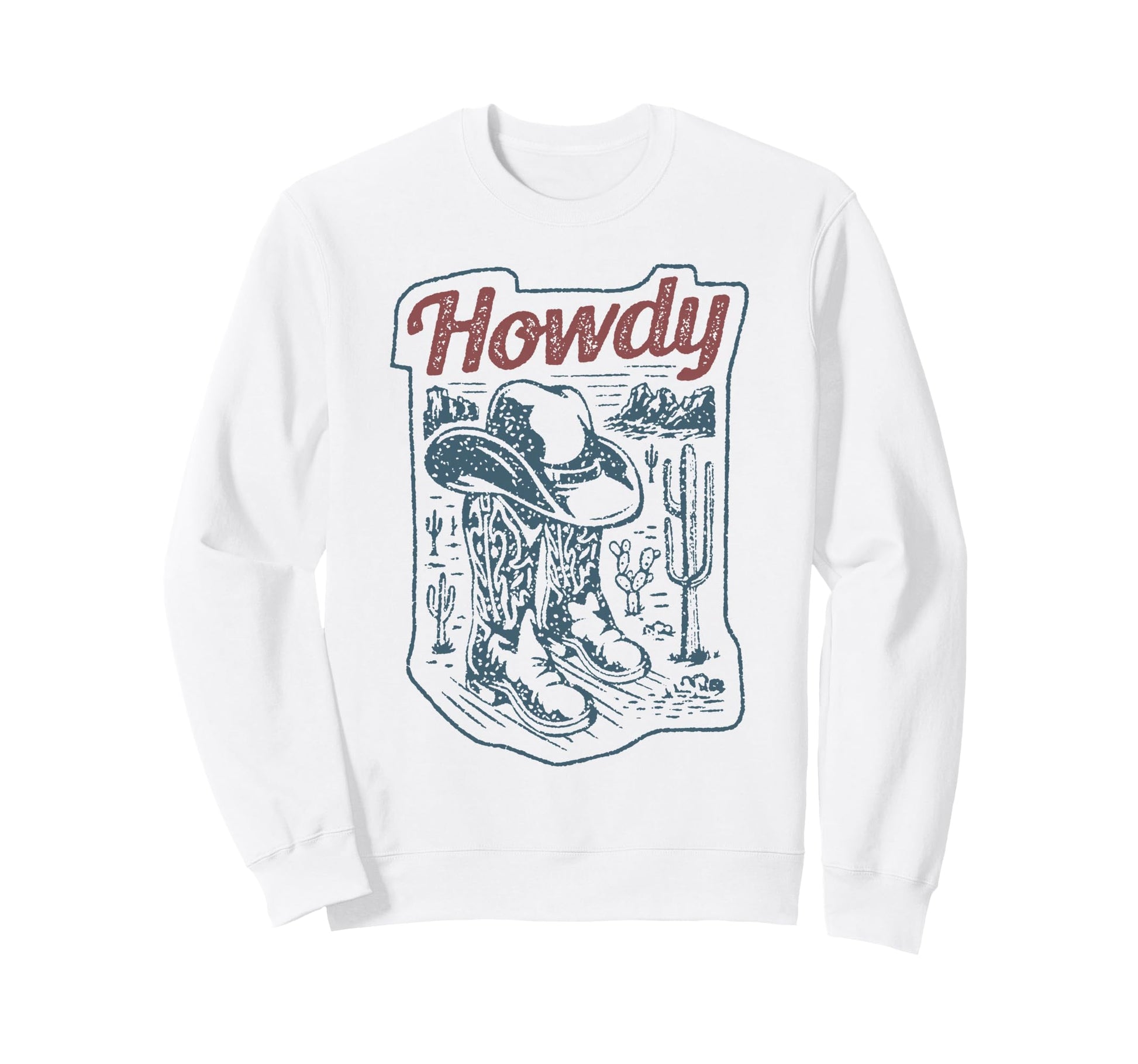 Rodeo Howdy Cowgirl Cowboy Hat Boots Sweatshirt - Graphic Print for Adults - T-Shirt, Sweatshirt, Hoodie