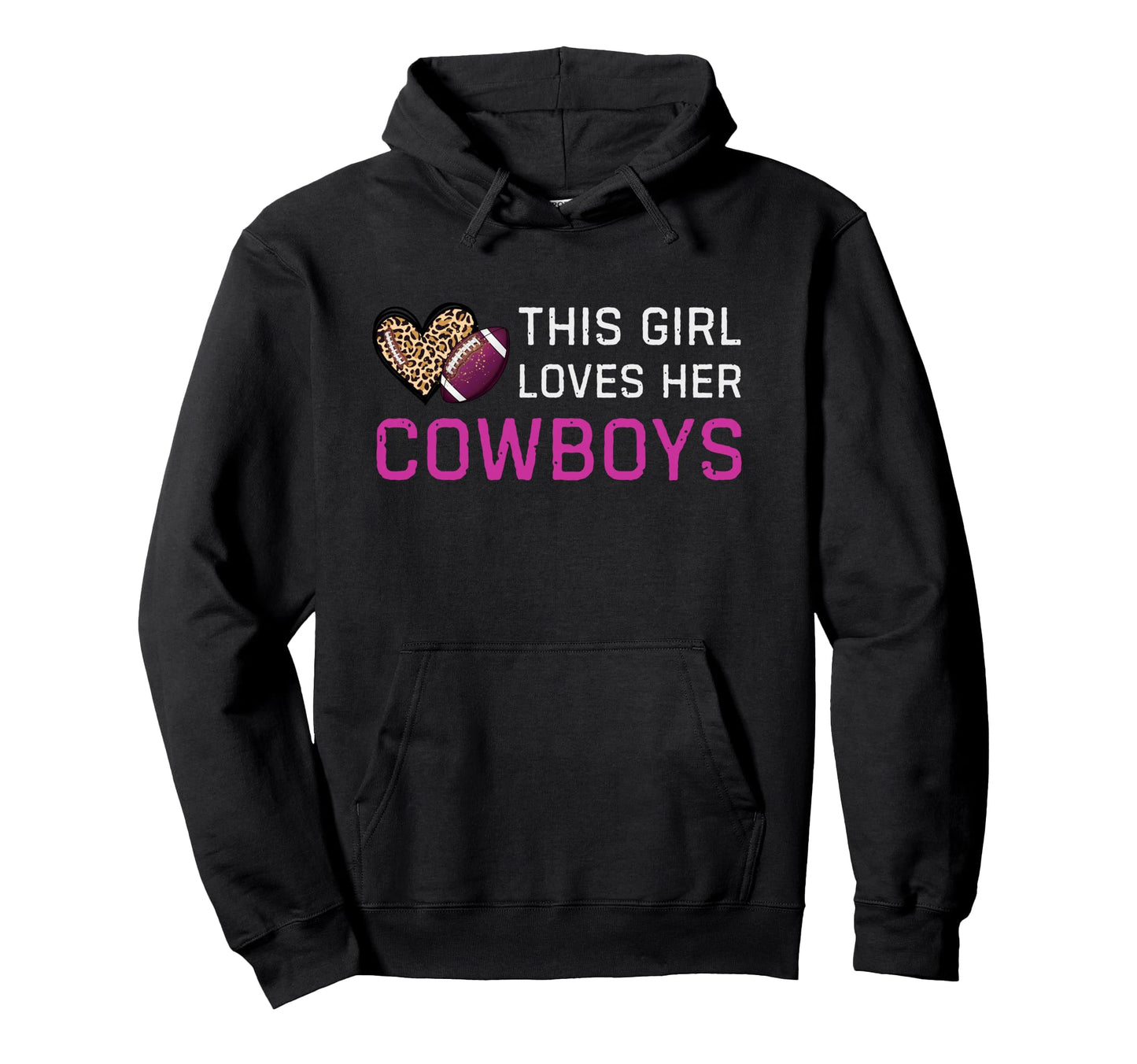 This Loves Her Cowboys Leopard Hoodie - Aesthetic Graphic for Adults - T-Shirt, Sweatshirt, Hoodie