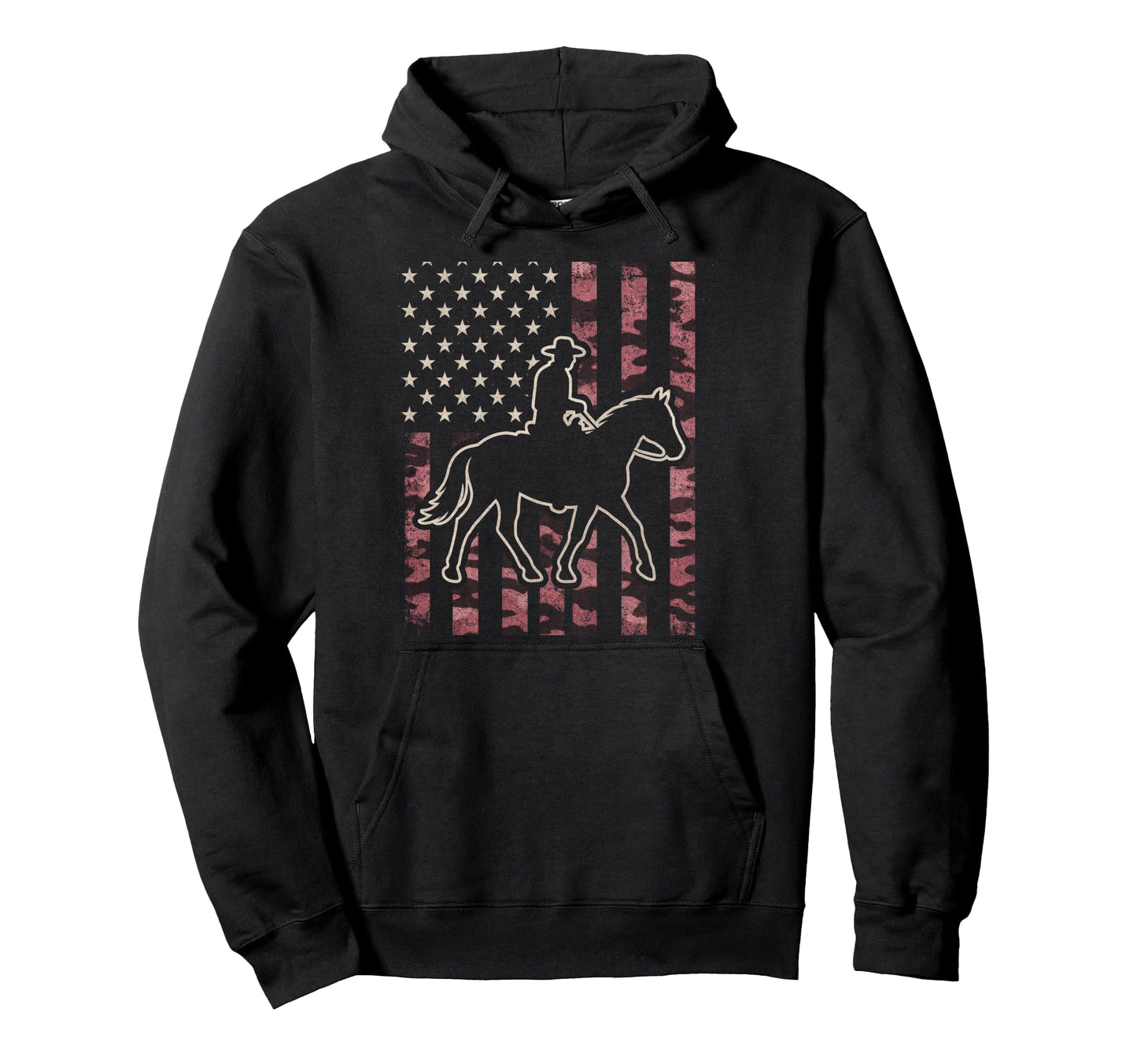 Cowboy Horse Patriotic Western Patriot Hoodie - Aesthetic Graphic Men Women - T-Shirt, Sweatshirt, Hoodie
