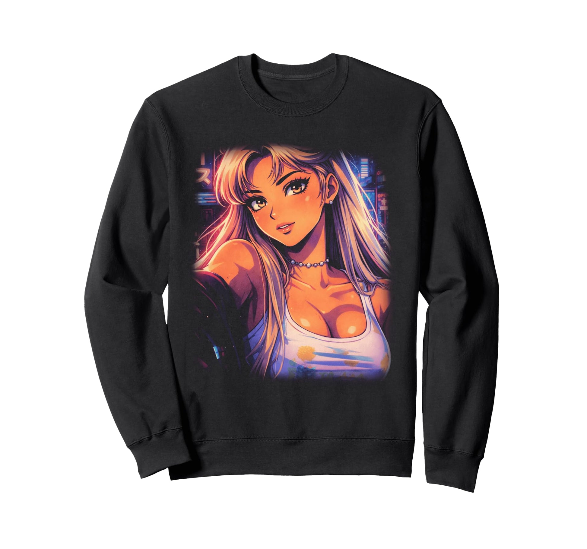 Vaporwave Anime Aesthetic Art Sweatshirt - Unique Graphic Unisex - T-Shirt, Sweatshirt, Hoodie