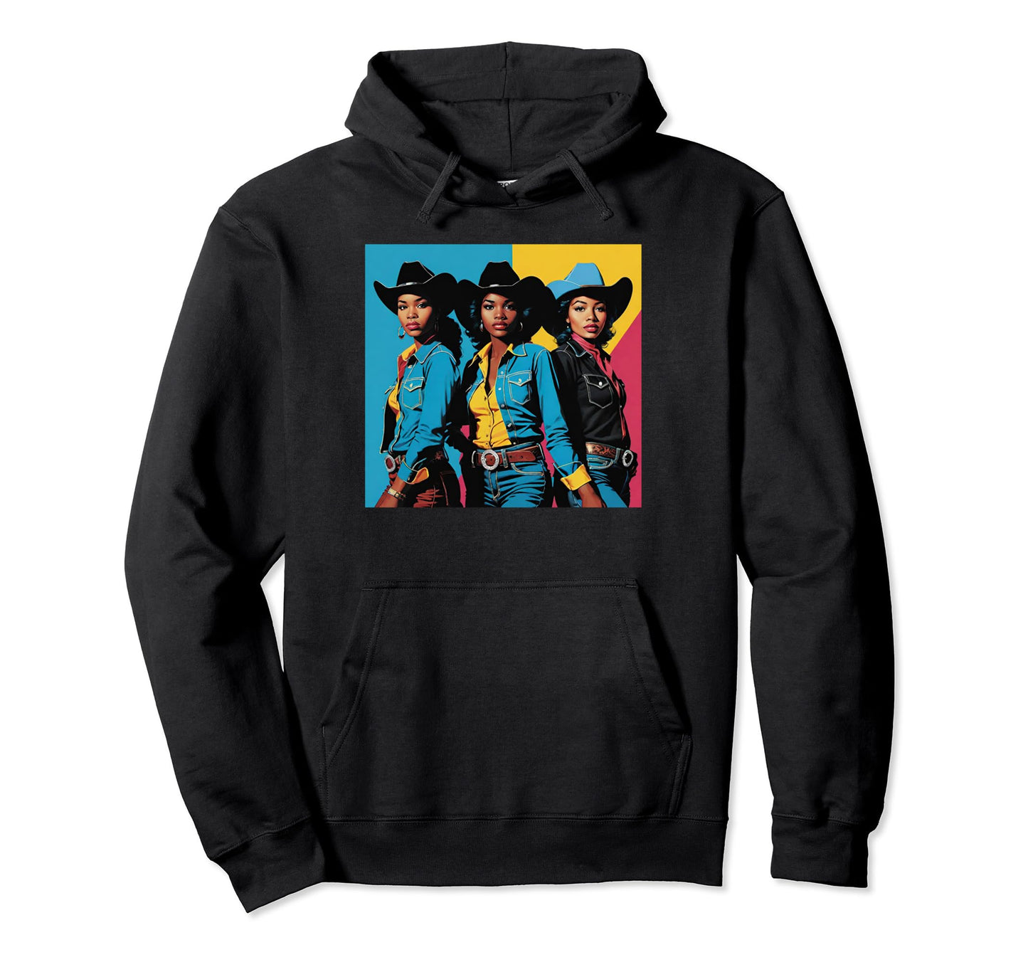 Black Cowgirl Western Texas Hoodie - Fun Novelty Design Men Women - T-Shirt, Sweatshirt, Hoodie